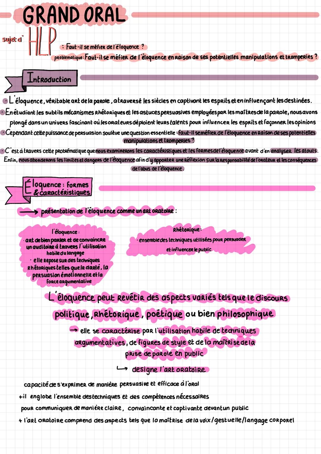 # GRAND ORAL
sujet d
HLP
: Faut-il se méfier de l'éloquence?
problematique: Faut-il se méfier de l'éloquence en raison de ses potentielles