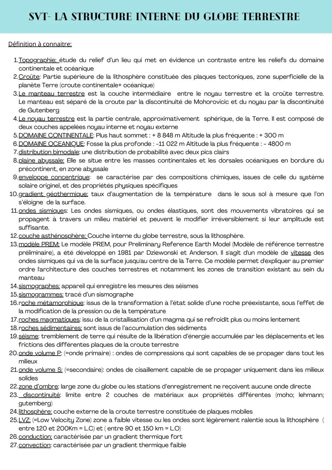 Structure interne du globe