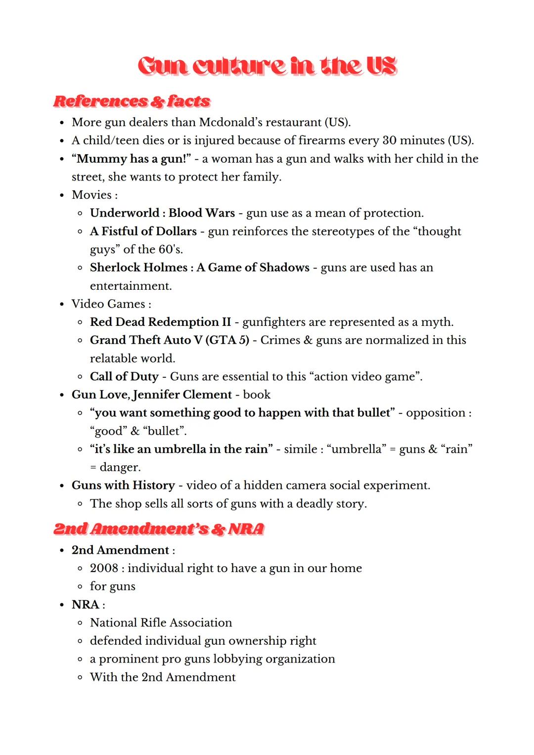 # Gun culture in the US
# References & facts
- More gun dealers than Mcdonald's restaurant (US).
- A child/teen dies or is injured because