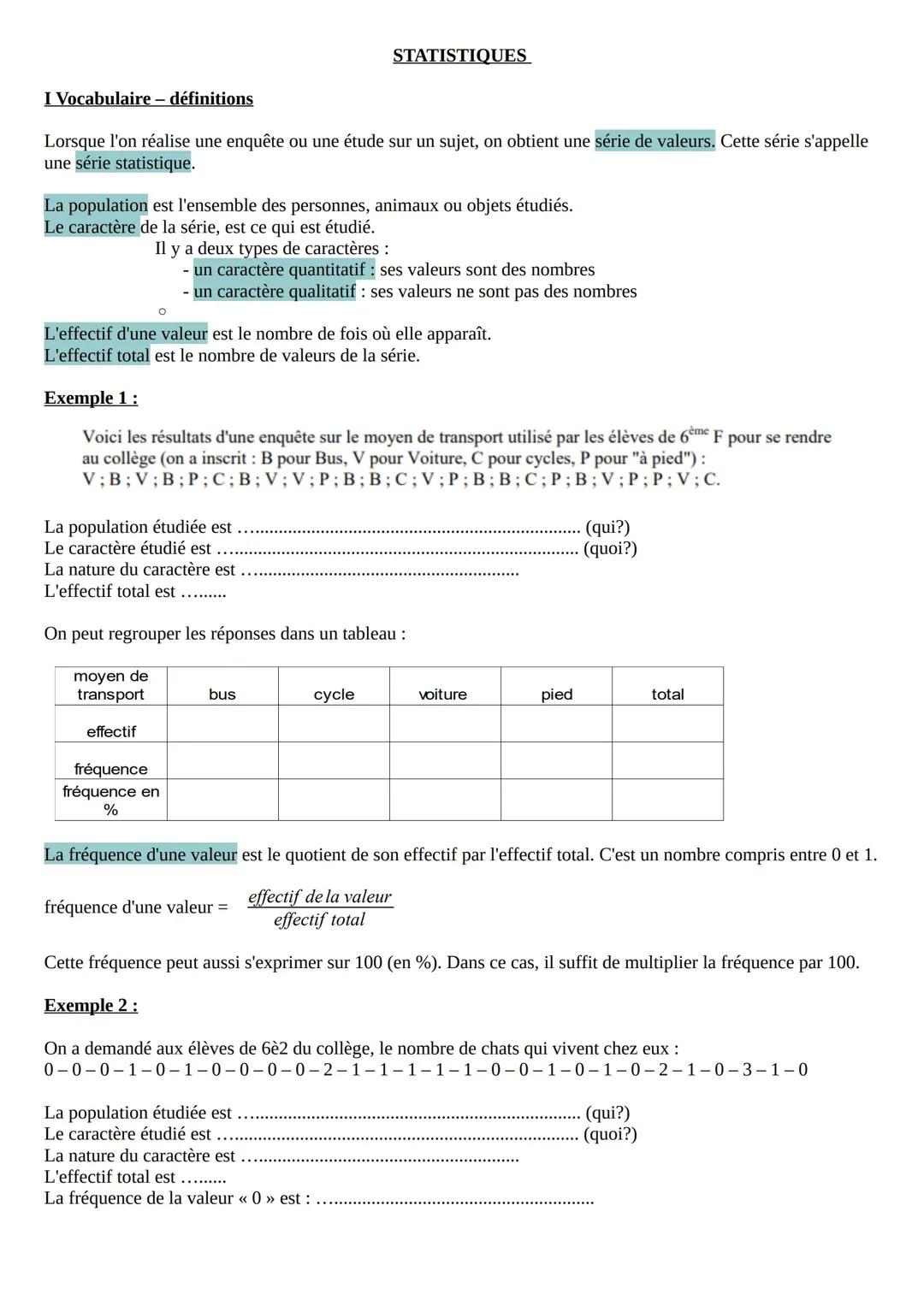 Représentations graphiques des données