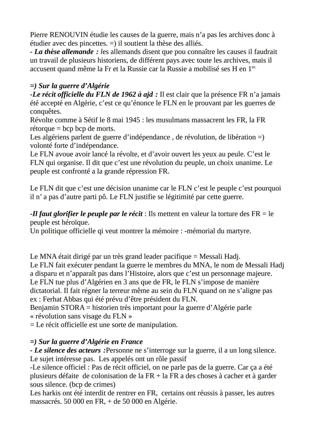 HGGSP THM 3
HISTOIRE ET MÉMOIRES
AXE 1: Histoire et mémoires des conflits
I- L'histoire n'est pas la mémoires
* histoire pas égal à mémoire