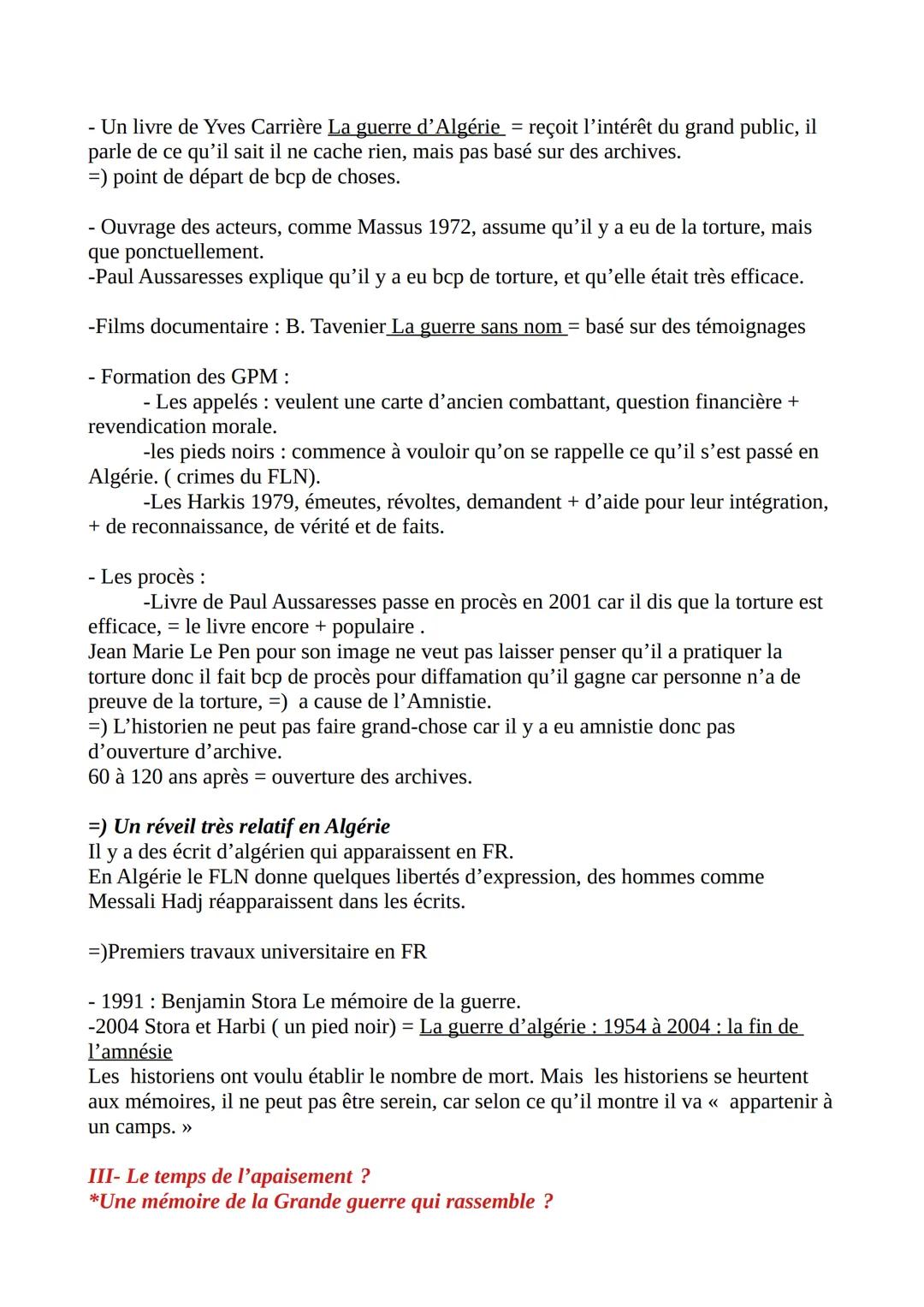 HGGSP THM 3
HISTOIRE ET MÉMOIRES
AXE 1: Histoire et mémoires des conflits
I- L'histoire n'est pas la mémoires
* histoire pas égal à mémoire