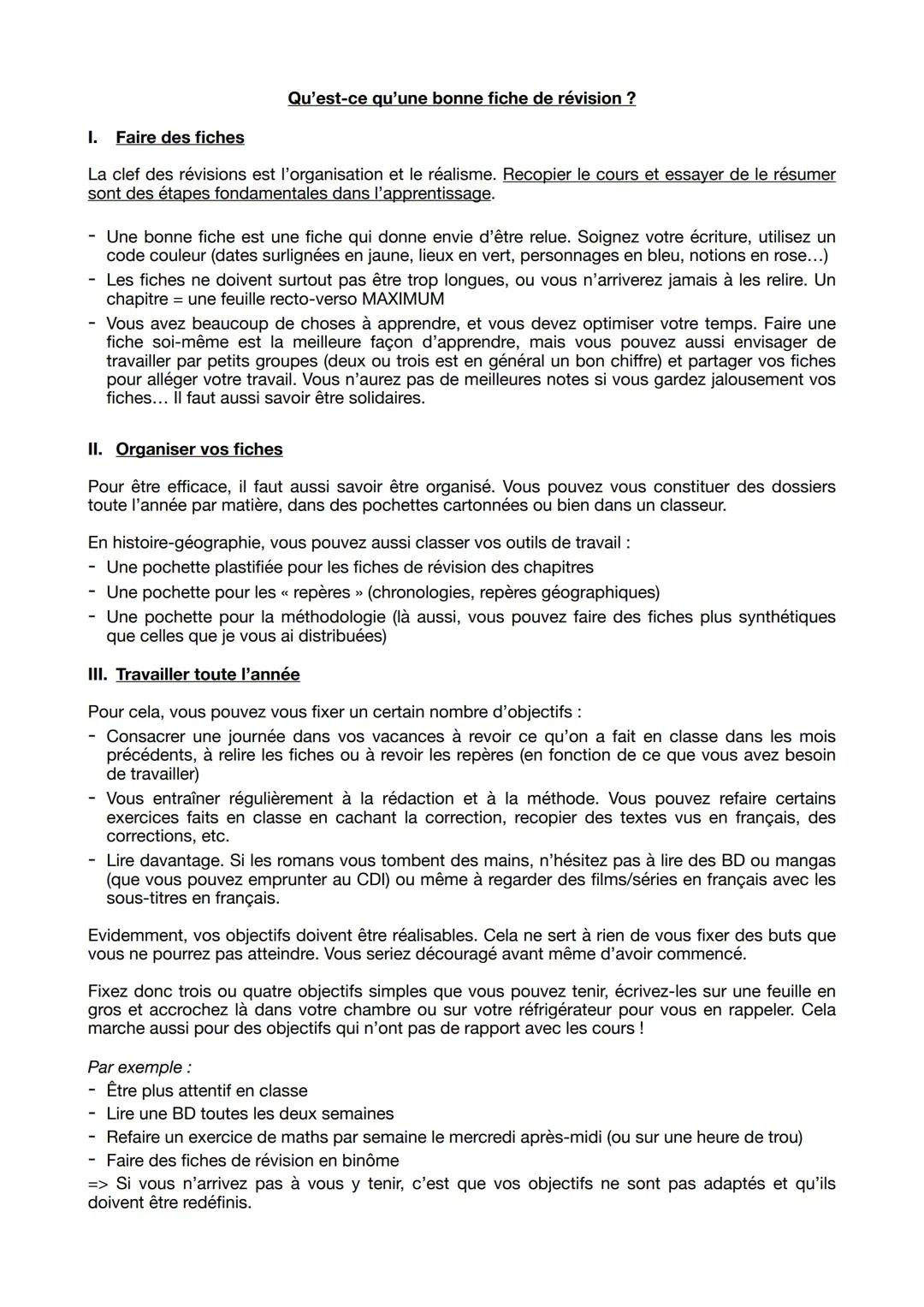 Fiches de Révision: Clés de la Réussite