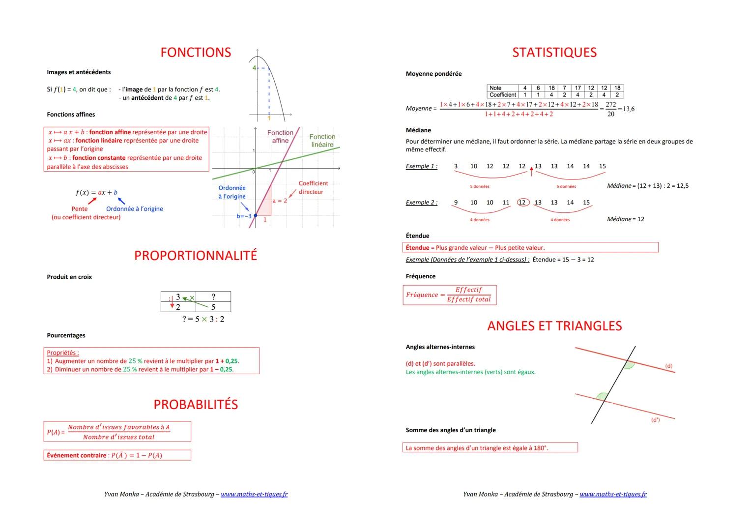 Règle des signes
Par exemple: (-2) x3 = -6
mais attention : -2 +3 = 1
Fractions
a b a+b
D D
D
Puissances
CALCULS NUMÉRIQUES
a" ,axaxax...xa,