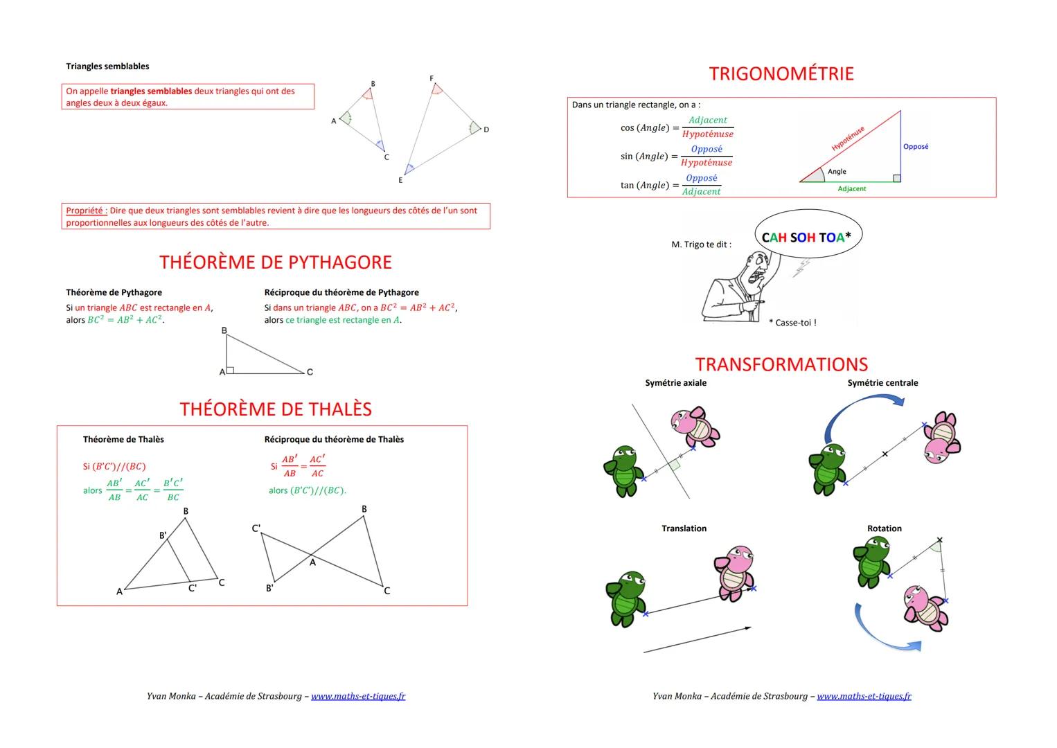Règle des signes
Par exemple: (-2) x3 = -6
mais attention : -2 +3 = 1
Fractions
a b a+b
D D
D
Puissances
CALCULS NUMÉRIQUES
a" ,axaxax...xa,