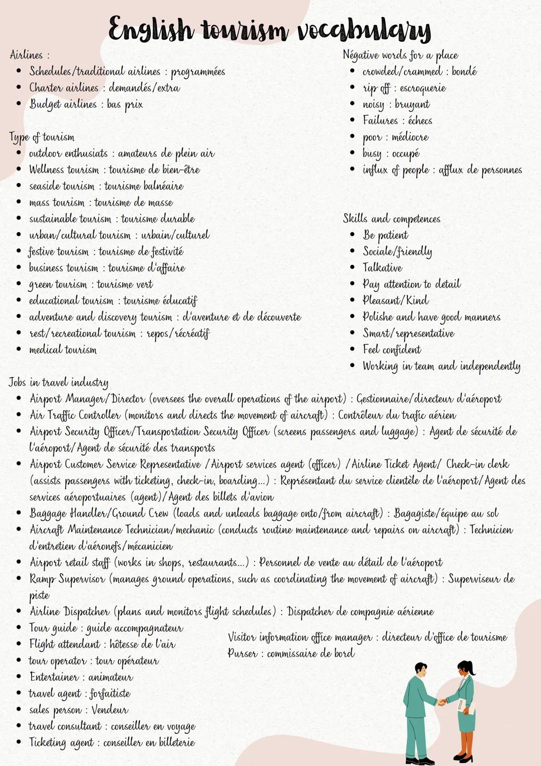 English tourism vocabulary
Tourism: business of providing services, accomodation and arranging activites and holidays for people who are vis