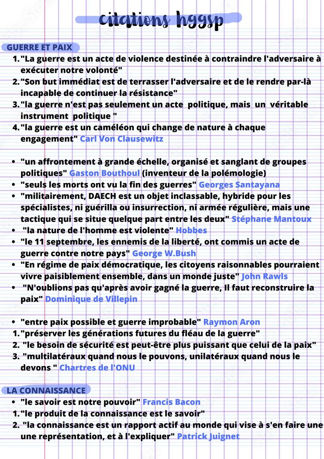 citation histoire, géographie, géopolitique, sciences, politique spécialité terminales