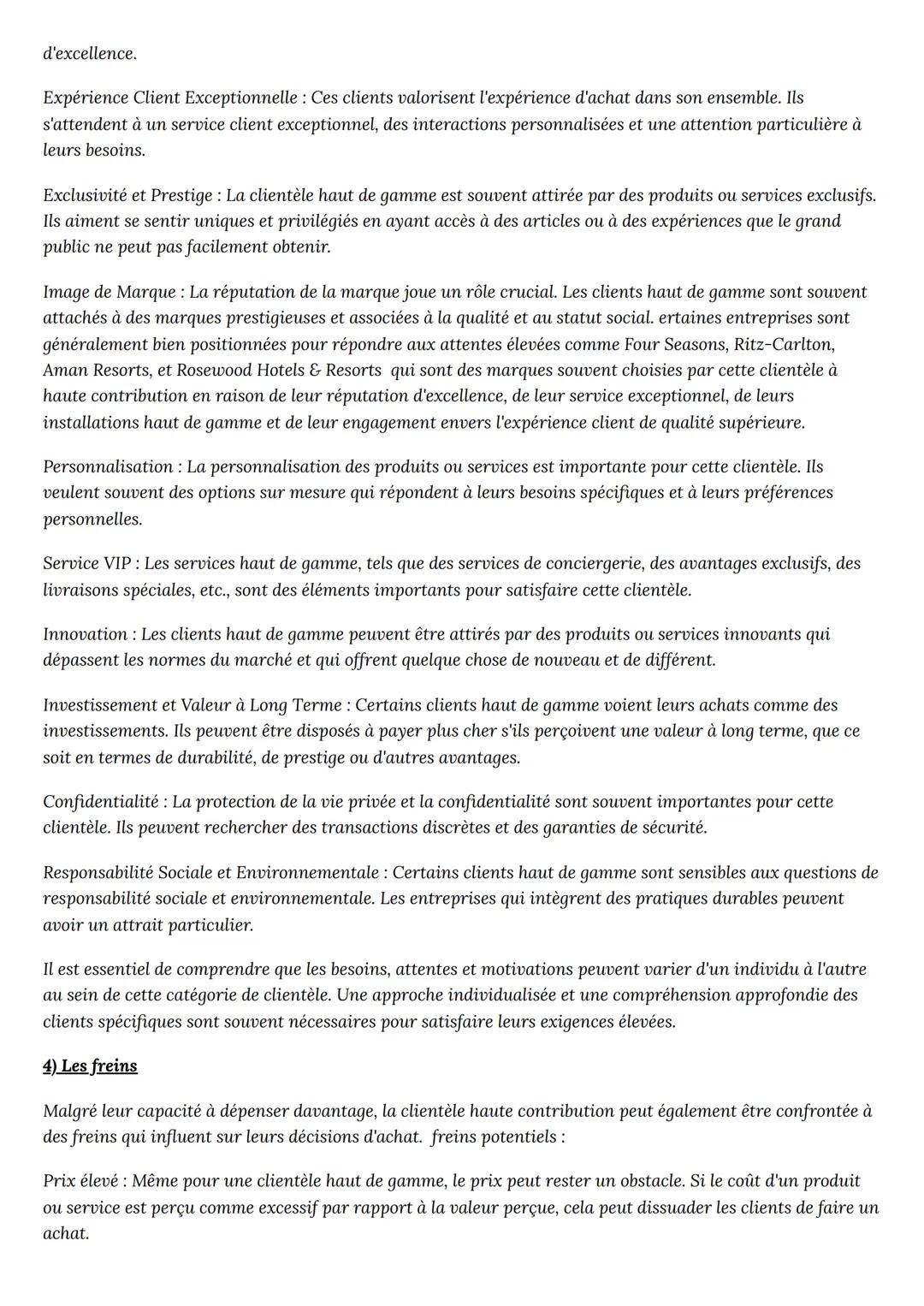 Etude de la clientèle haute contribution
1) Définition
La clientèle haute contribution, souvent qualifiée de haut de gamme ou premium, se co