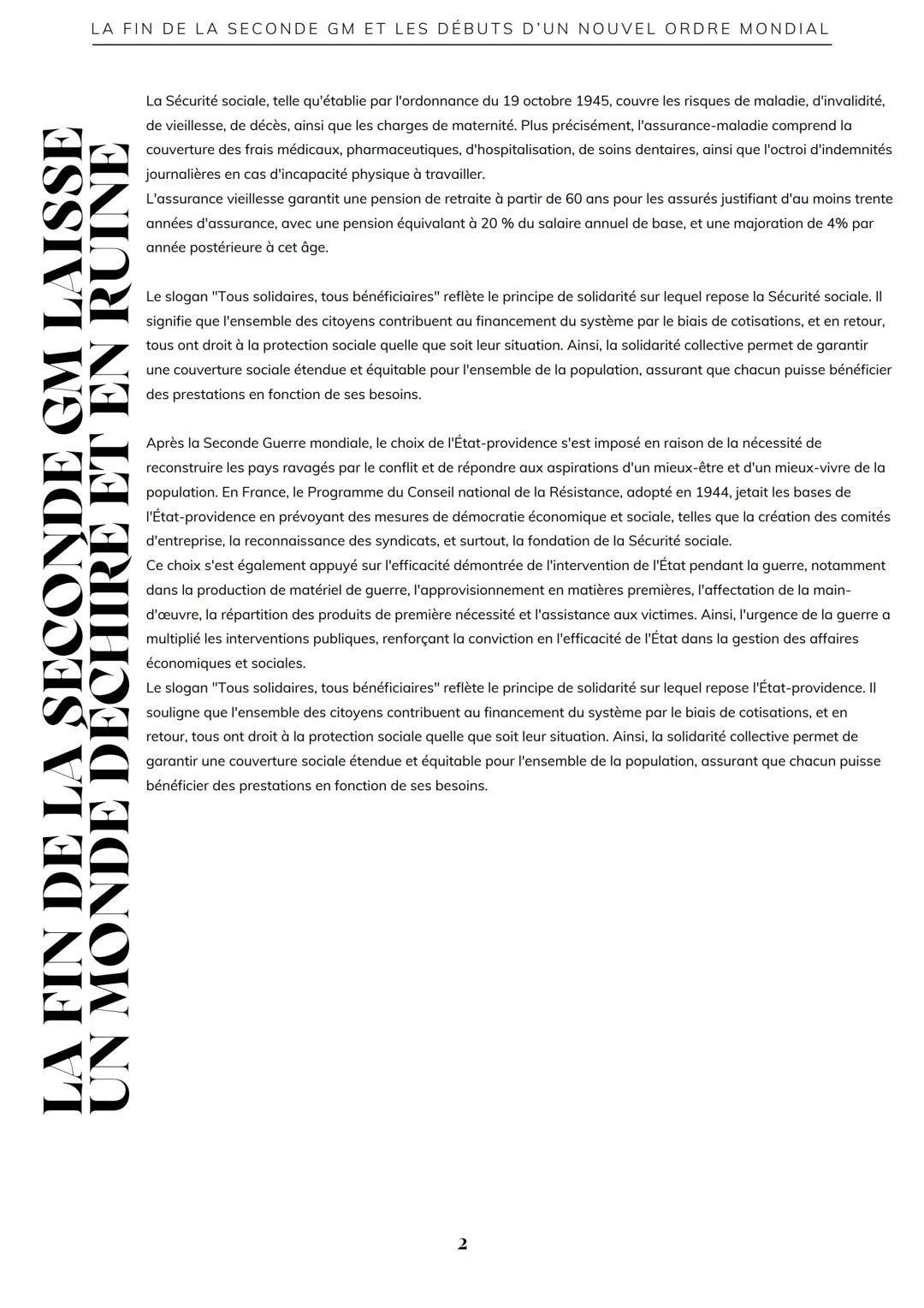 # LA FIN DE LA SECONDE GM ET LES DÉBUTS D'UN NOUVEL ORDRE MONDIAL
# LA FIN DE LA SECONDE GM LAISSE
# UN MONDE DÉCHIRÉ ET EN RUINE
A) l'éche