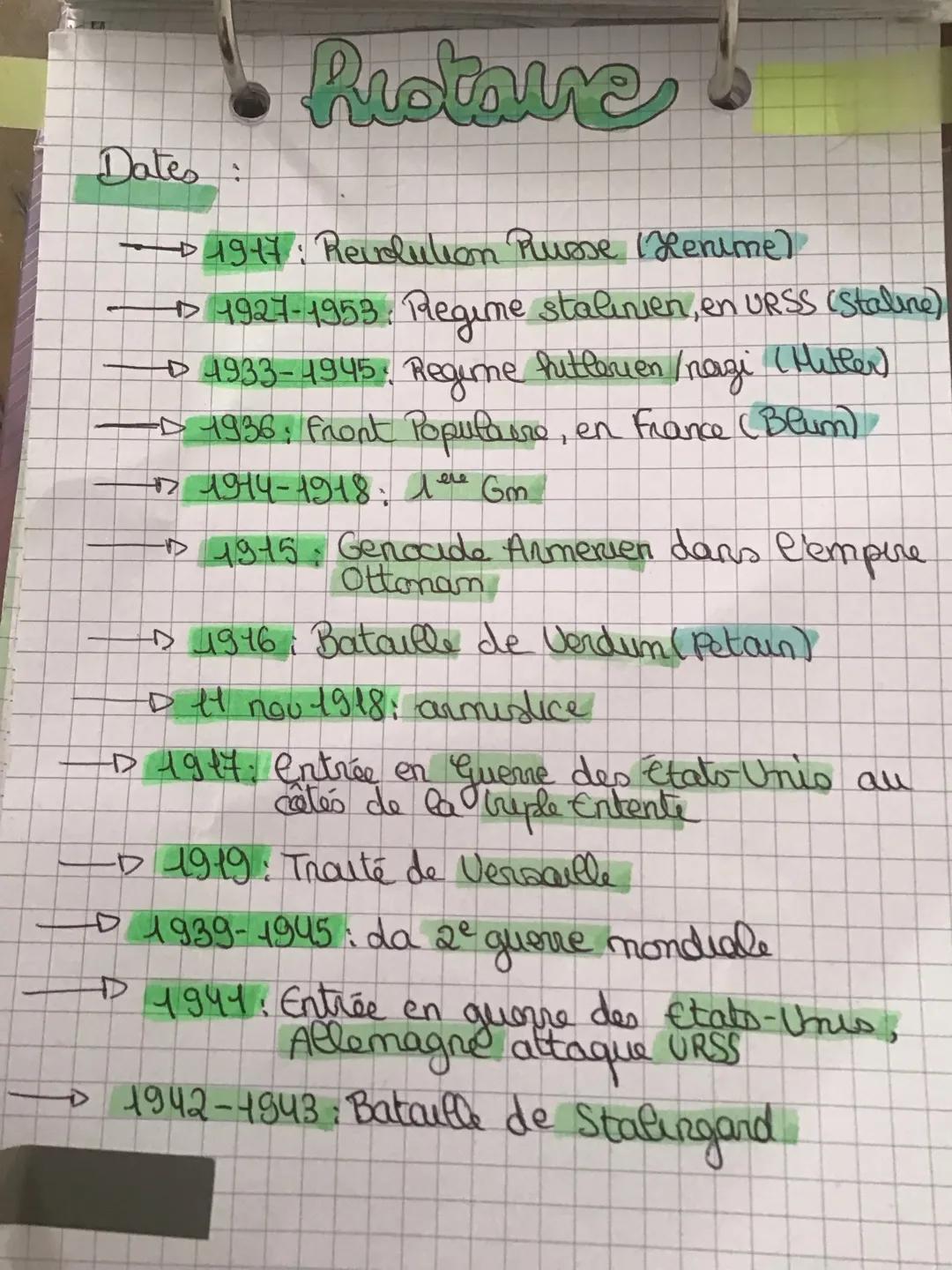 Restaure
Dates:
- 1947: Revolution Russe (Rerume)
- 1927-1953: Plegume stalinien, en URSS (Staline)
- 1933-1945. Regime hitlerien /nazi (Hi