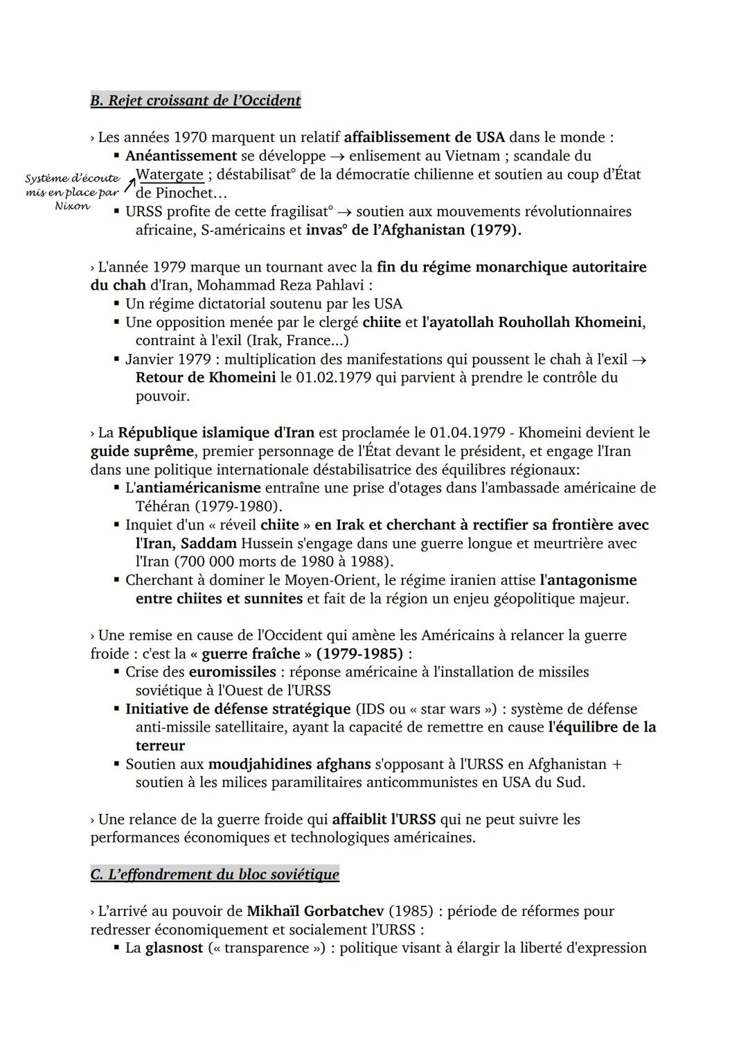 THÈME 5 (HISTOIRE) ) – LES REMISES EN CAUSE ÉCONOMIQUES,
POLITIQUES ET SOCIALES DES ANNÉES 1970 ET 1991
Chapitre 1 - Les modifications des g