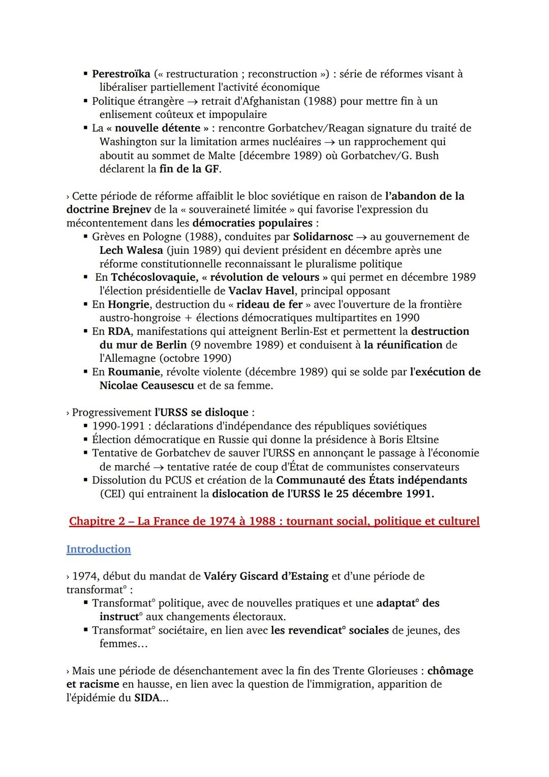 THÈME 5 (HISTOIRE) ) – LES REMISES EN CAUSE ÉCONOMIQUES,
POLITIQUES ET SOCIALES DES ANNÉES 1970 ET 1991
Chapitre 1 - Les modifications des g