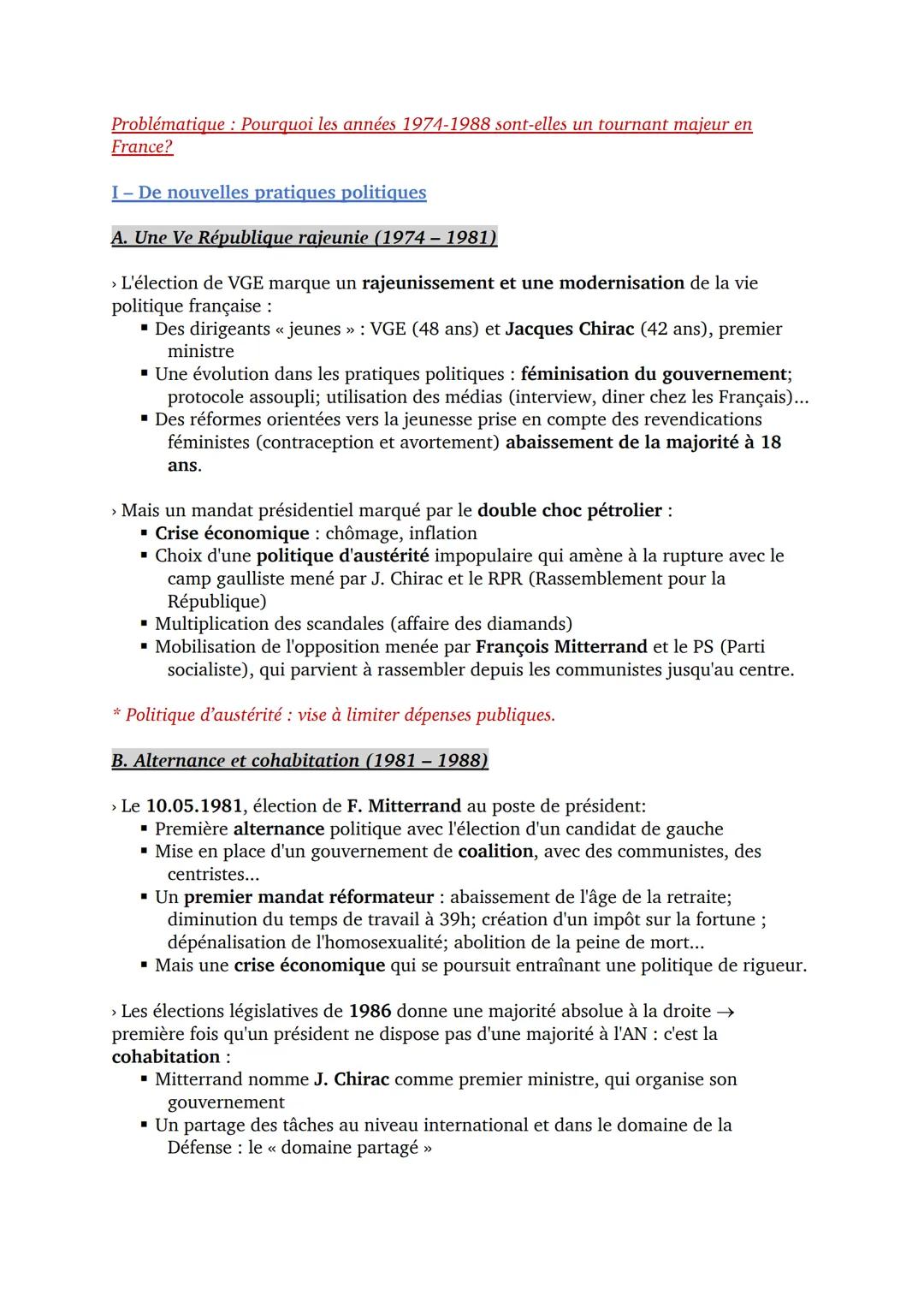 THÈME 5 (HISTOIRE) ) – LES REMISES EN CAUSE ÉCONOMIQUES,
POLITIQUES ET SOCIALES DES ANNÉES 1970 ET 1991
Chapitre 1 - Les modifications des g