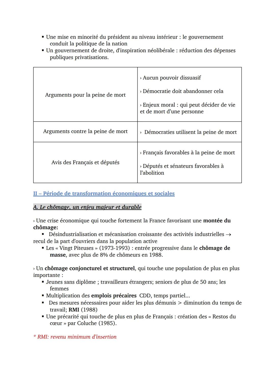 THÈME 5 (HISTOIRE) ) – LES REMISES EN CAUSE ÉCONOMIQUES,
POLITIQUES ET SOCIALES DES ANNÉES 1970 ET 1991
Chapitre 1 - Les modifications des g