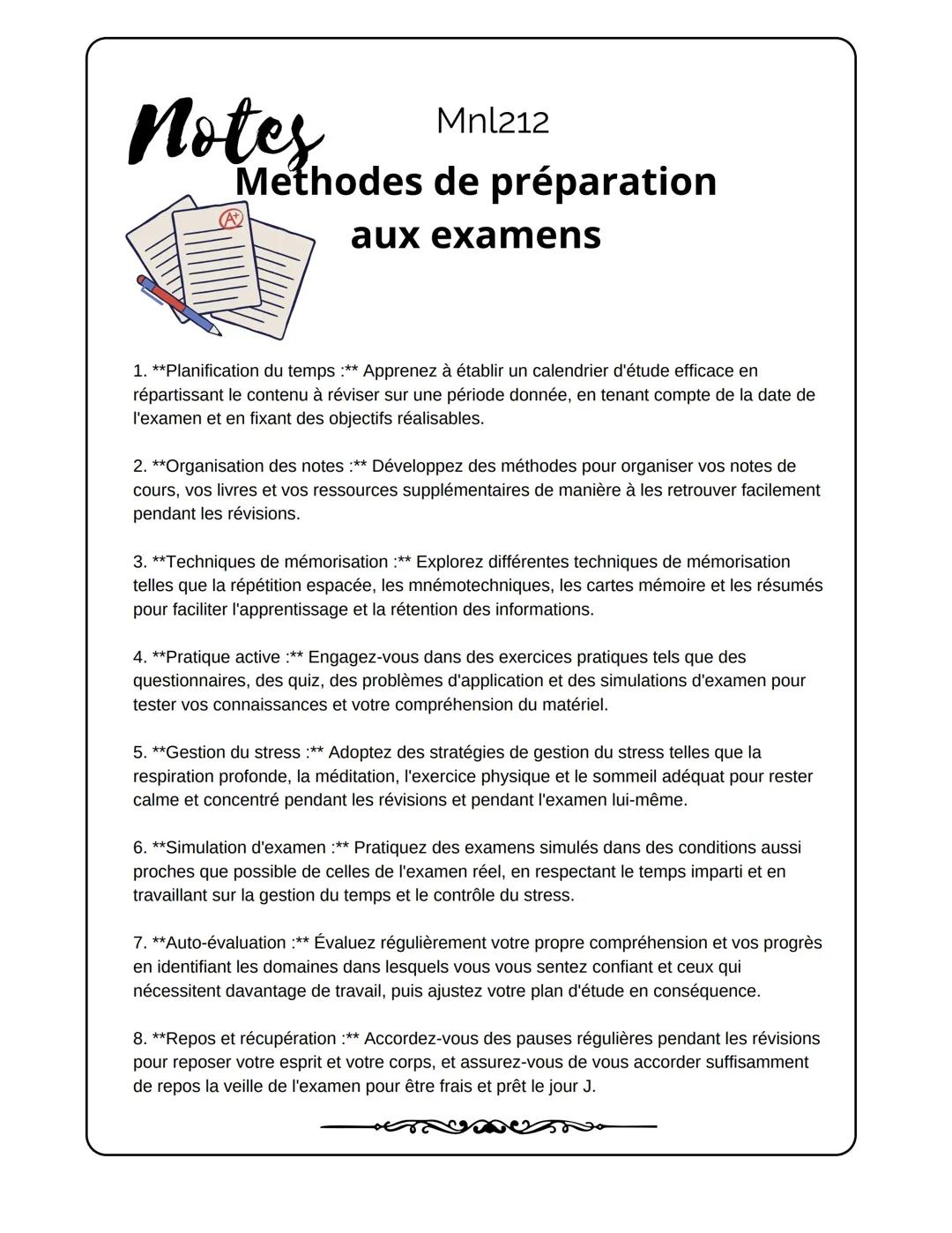 Méthodes de préparation aux examens