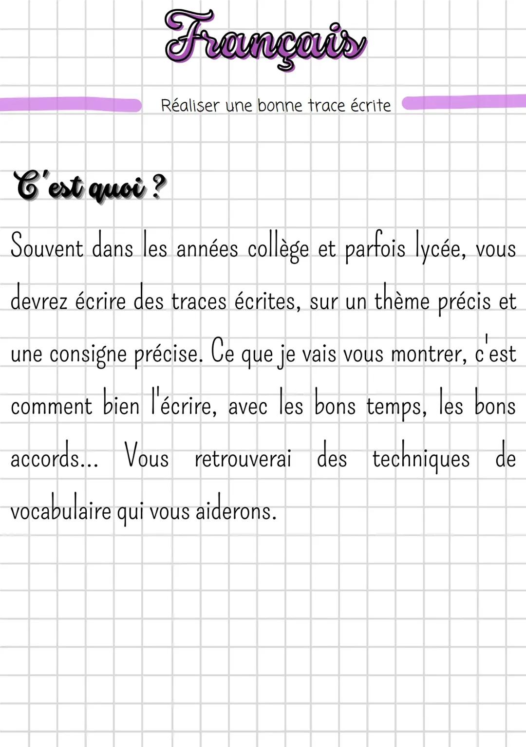 Réaliser une bonne trace écrite