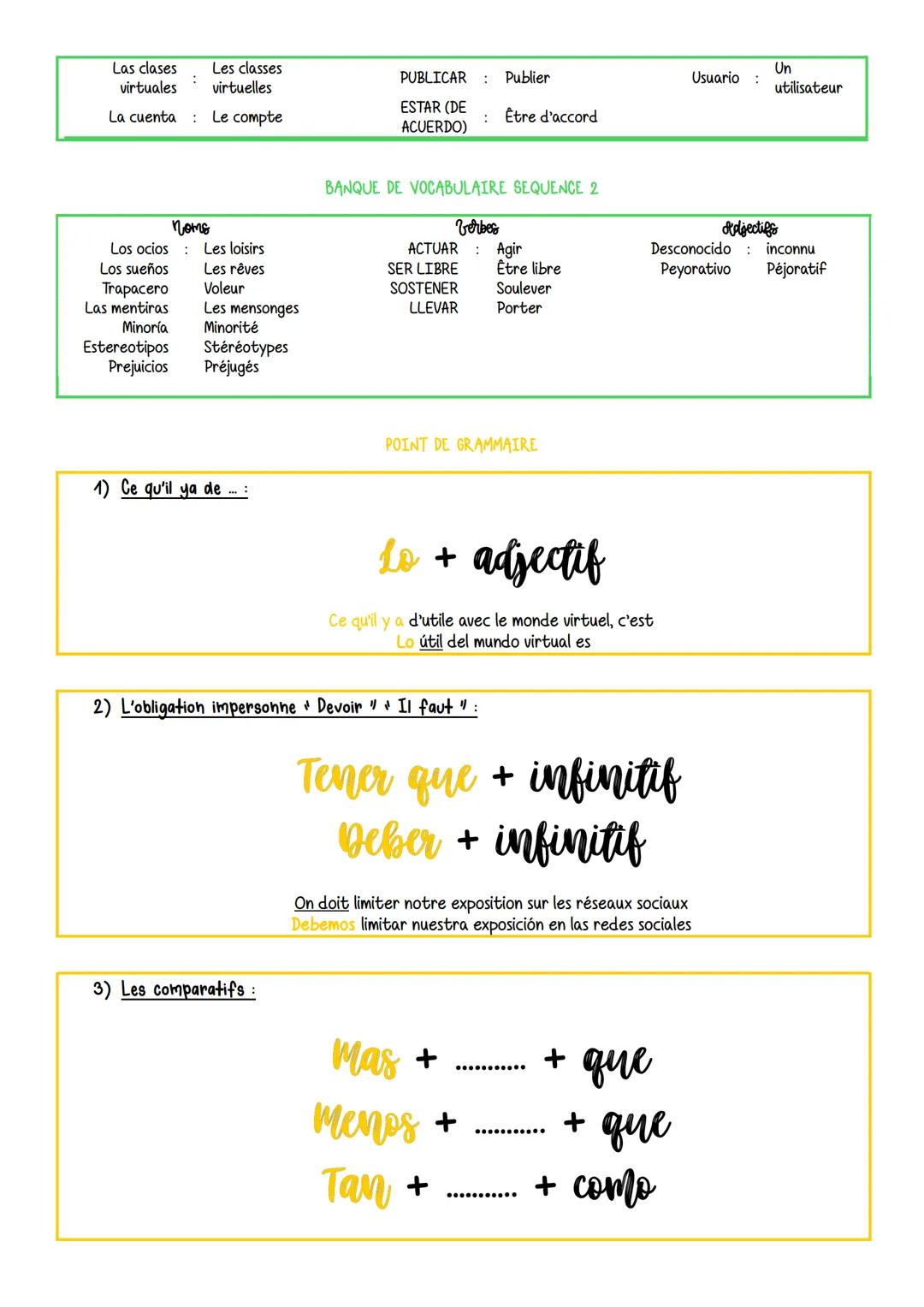 EXPRESSION ECRITE LINGUISTIQUE 1
LV2 ESPAGNOL
COMPETENCES
S'exprimer à l'écrit dans une langue étrangère
>Item 1: Utiliser un vocabulaire ap