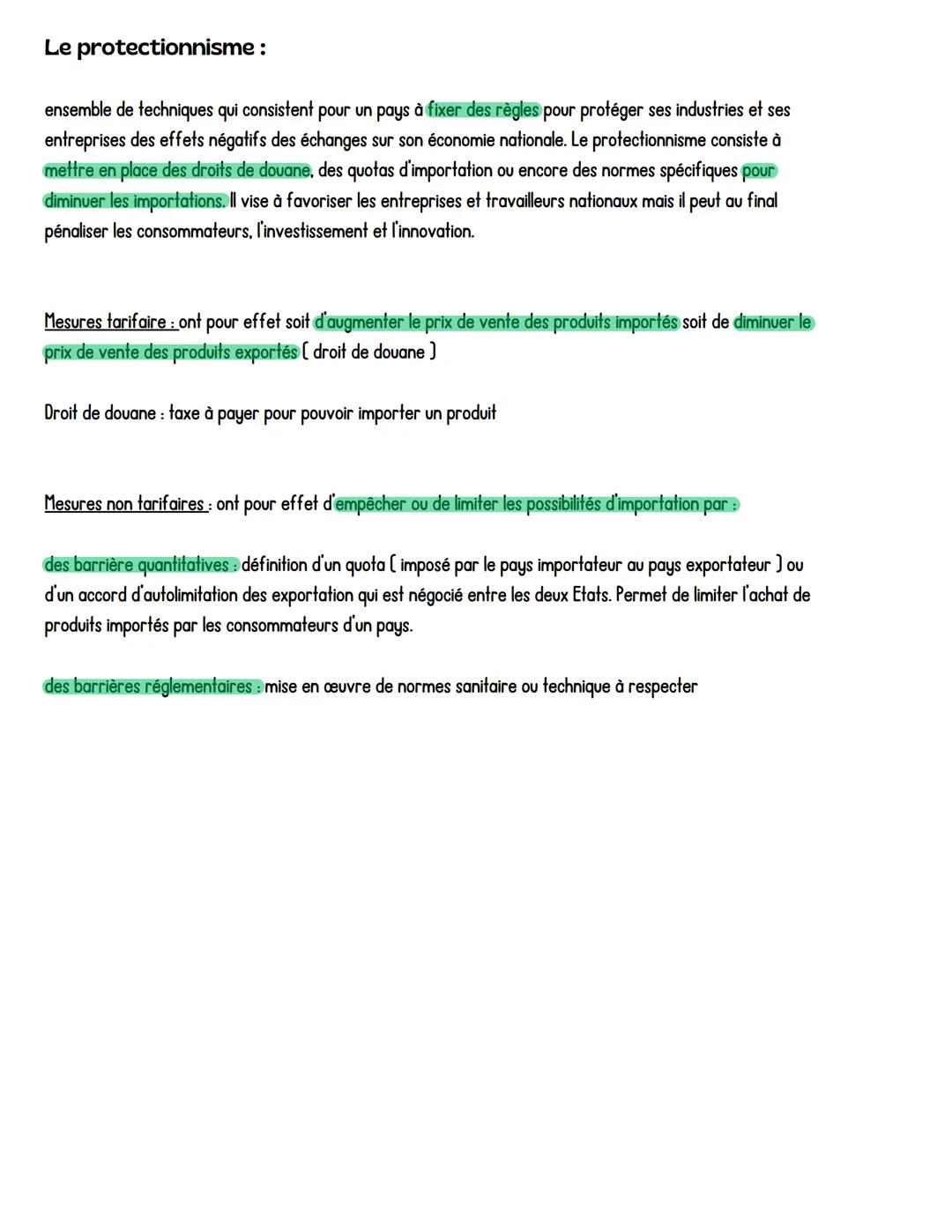 économie
Chapitre 9: Des politiques commerciales divergentes
1/ Le commerce international:
avantages pour les consommateurs
•
•
.
prix plus
