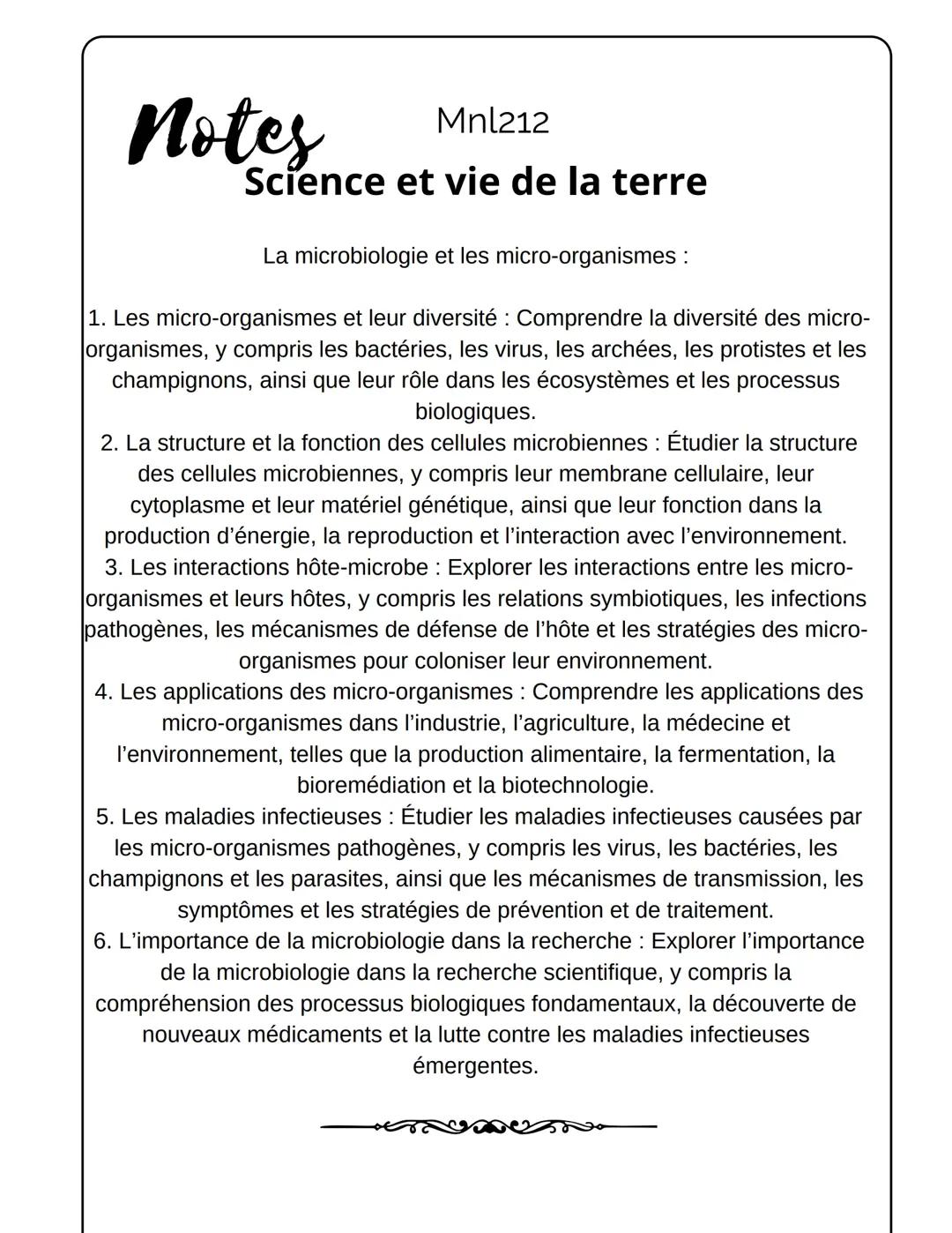 La microbiologie et les micro organismes