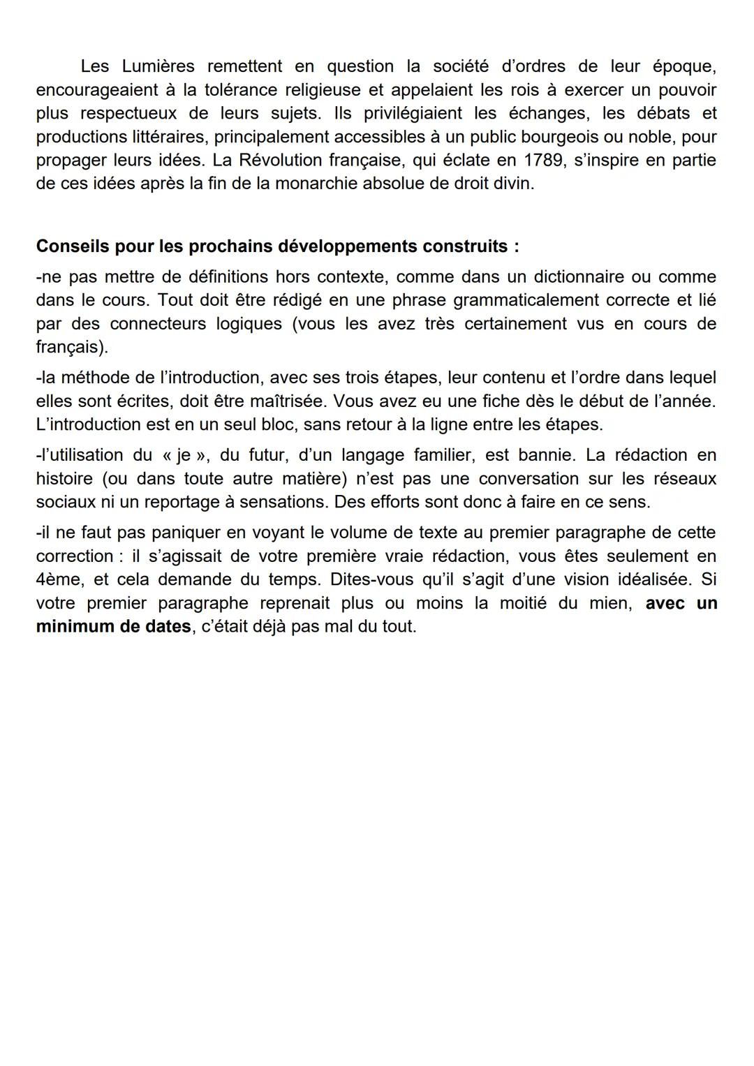 Correction évaluation Histoire
Consigne : Vous expliquerez en quoi les Lumières critiquent l'ordre établi et
comment leurs idées se diffusen