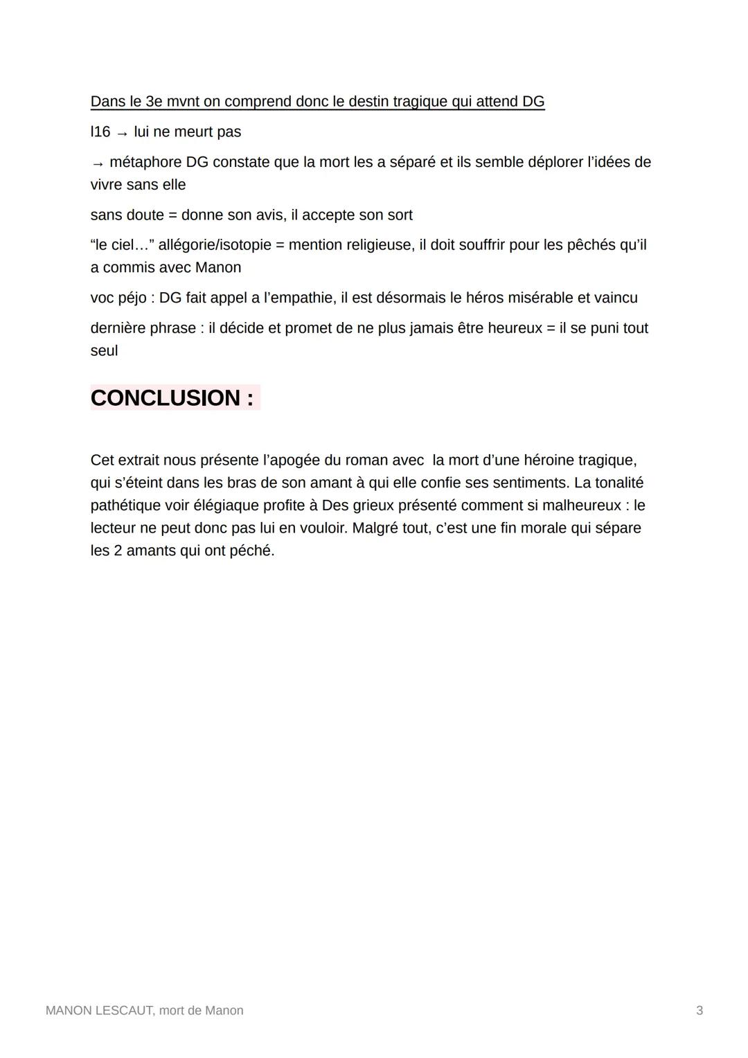 MANON LESCAUT, mort de
Manon
Par l'Abbé Prévaut
INTRO:
Manon Lescaut est un roman qui a été écrit par l'Abbé Prévost, écrivain du siècle
des