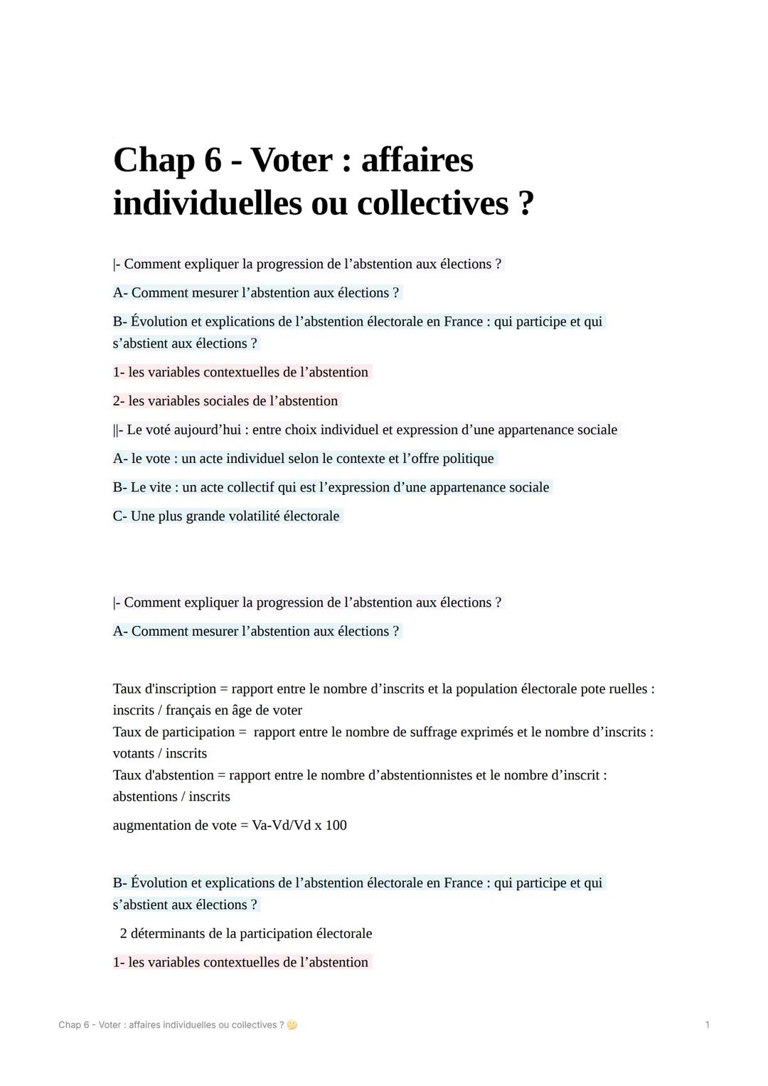 Chap 6 - Voter: affaires
individuelles ou collectives?
|- Comment expliquer la progression de l'abstention aux élections ?
A- Comment mesure