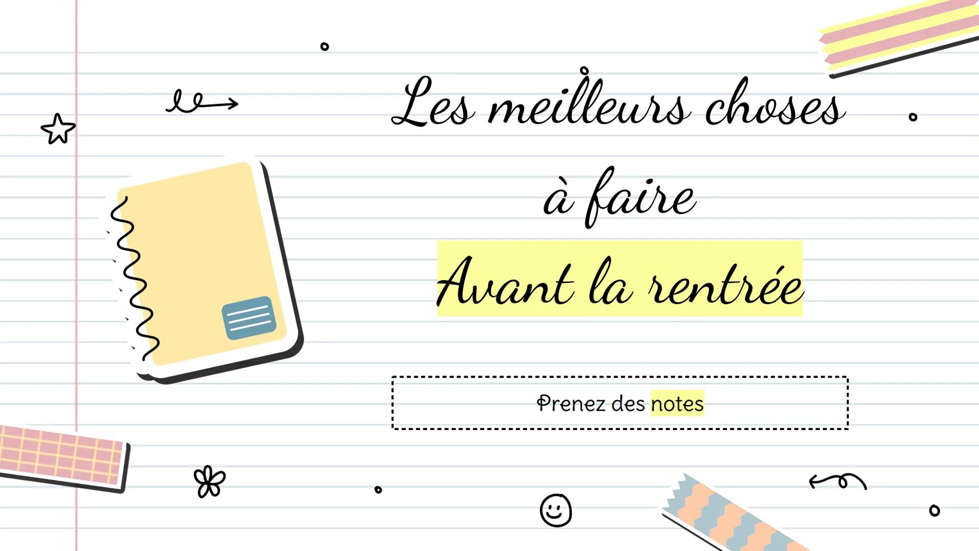 ☆
حمو
*
о
Les meilleurs choses
à faire
Avant la rentrée
'
Prenez des notes *
01
Sommaire
Les fournitures
Les principales choses
qu'il faut a