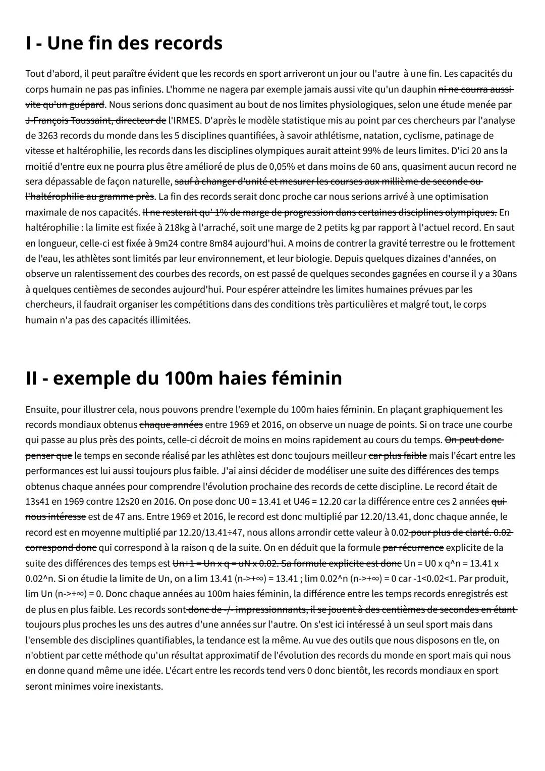 grand oral maths
Allons-nous vers une fin des records du monde en sport?
Les records du monde en sport arrivent-ils à leur limite ?
Etude pu