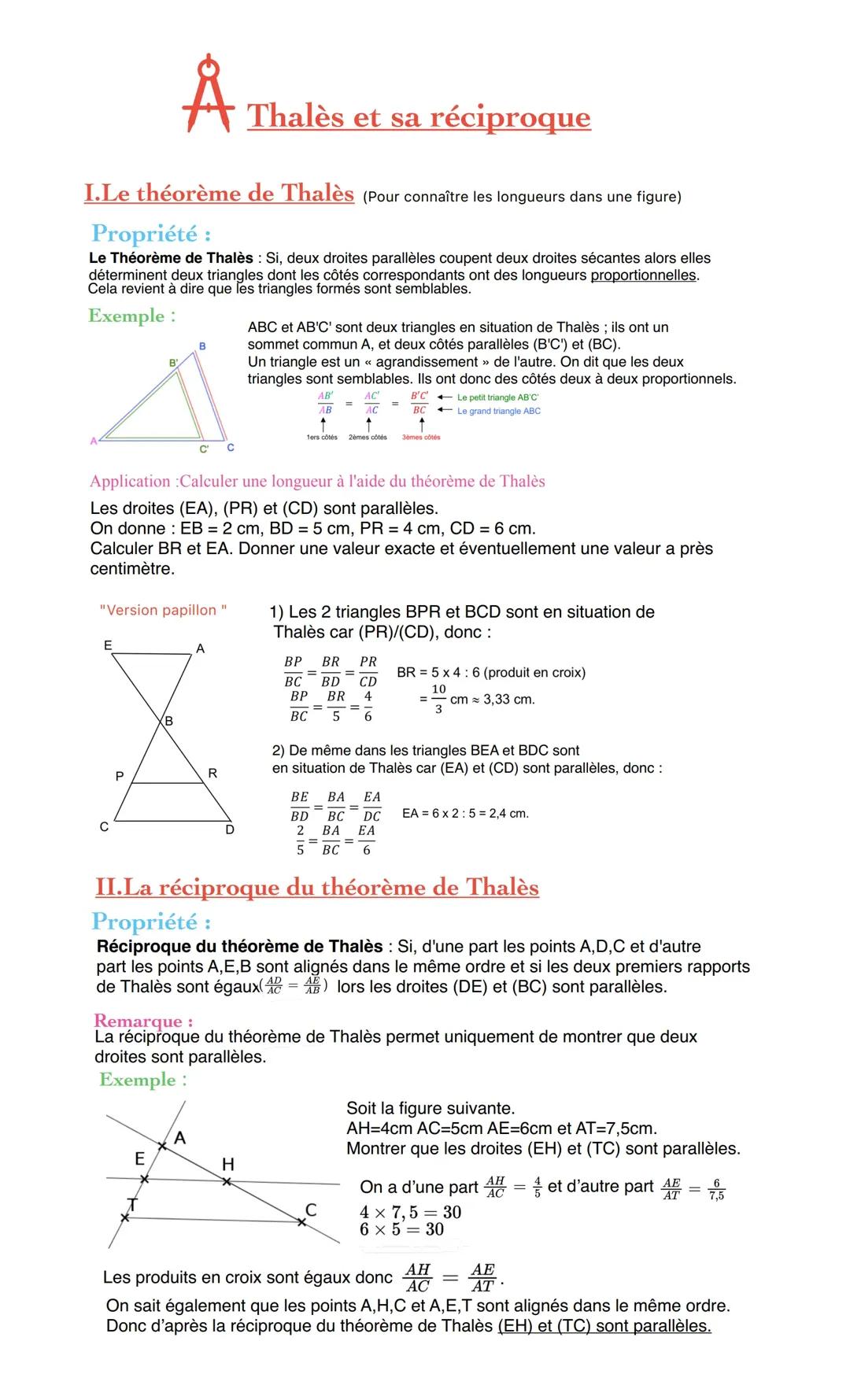 Thalès et sa réciproque