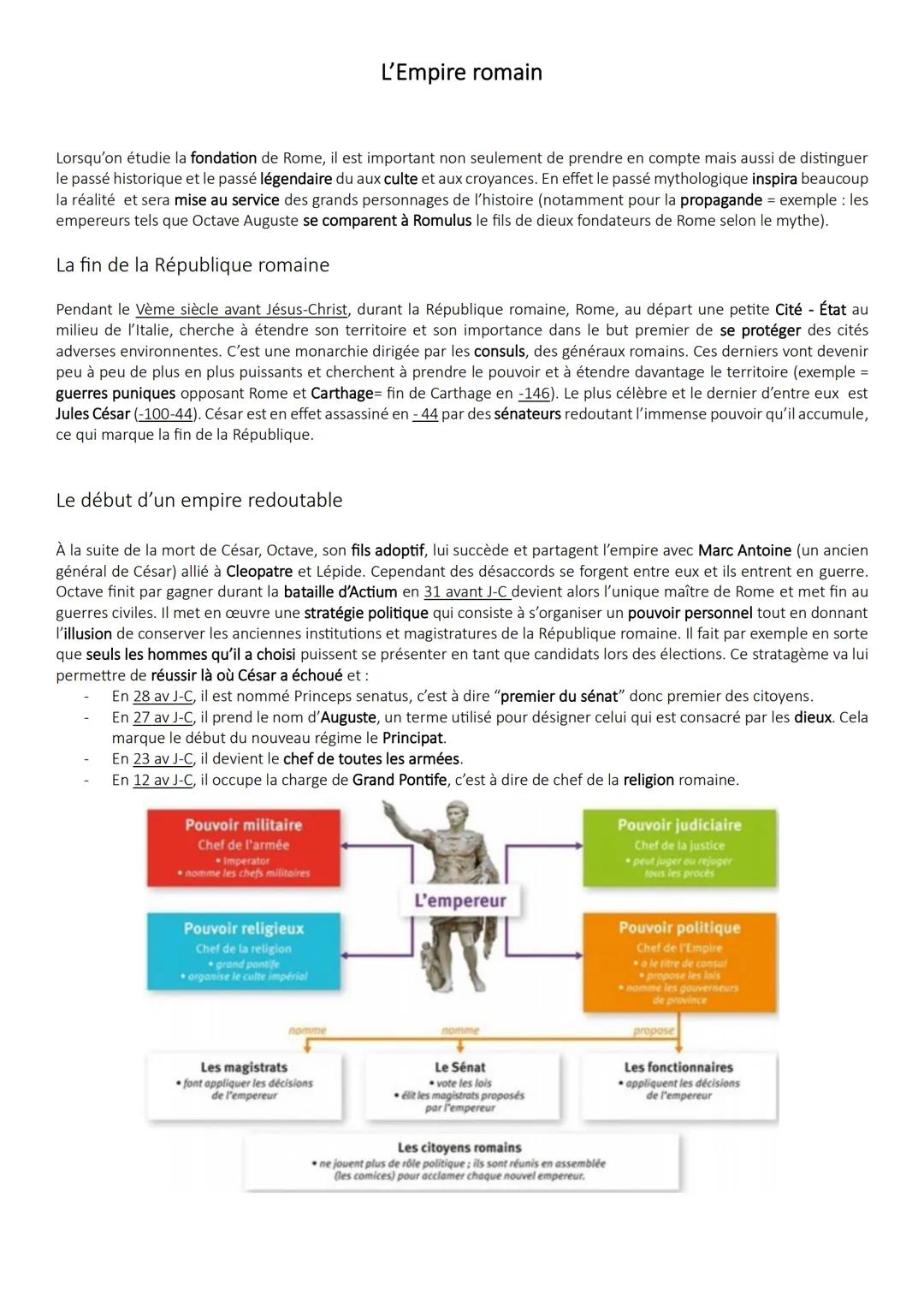 L'Empire romain
Lorsqu'on étudie la fondation de Rome, il est important non seulement de prendre en compte mais aussi de distinguer
le passé