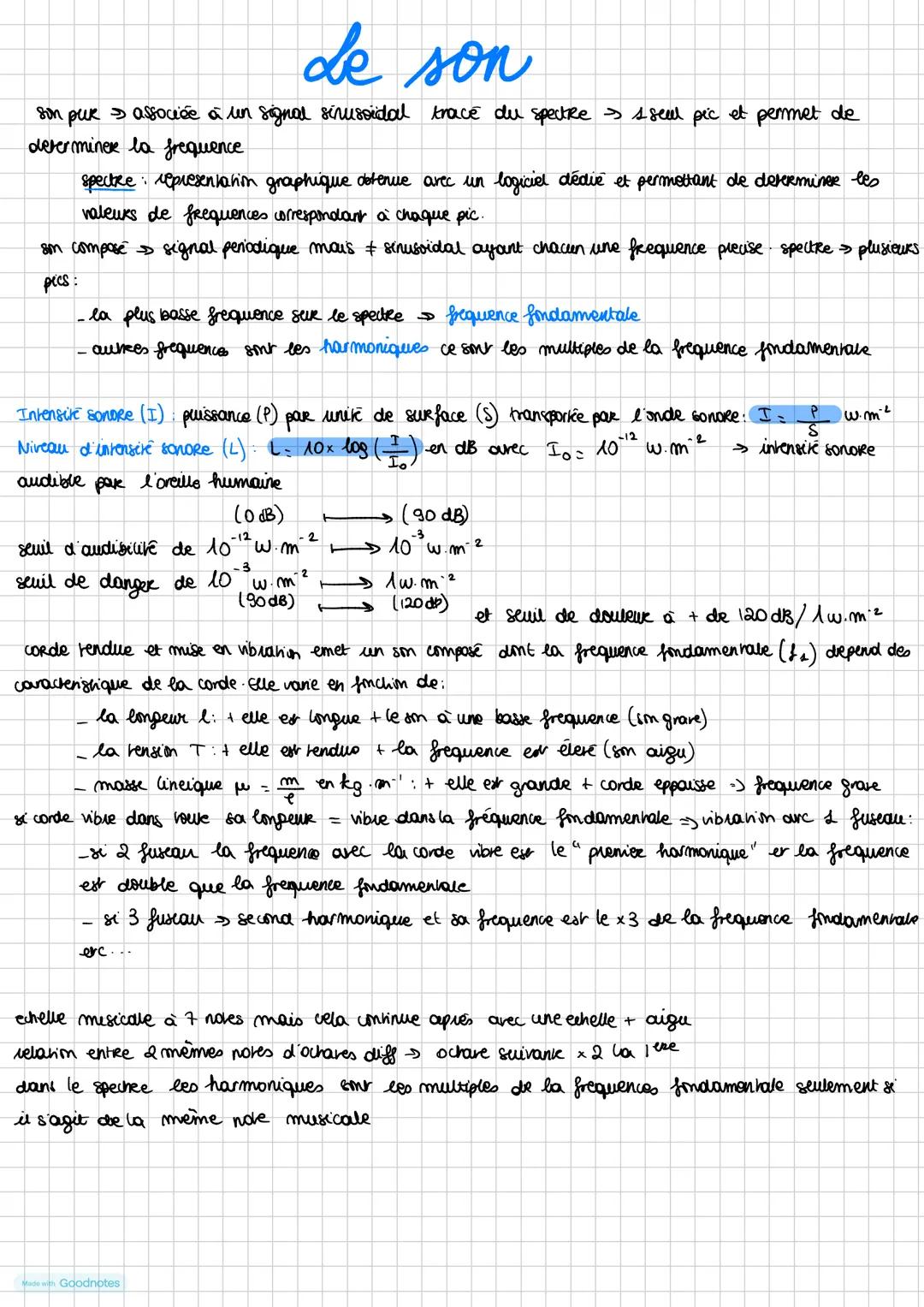 # de son
son pur associée à un signal sinusoidal trace du spectre seul pic et permet de
deverminer la frequence
spectre representation grap