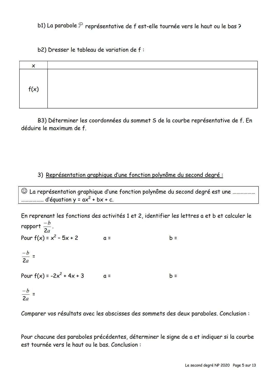 # CH V Le second degré
I) Les fonctions polynômes (Rappels):
1) Développer, factoriser:
Rappels: Pour tout réels a, b et c a(b + c) = ab