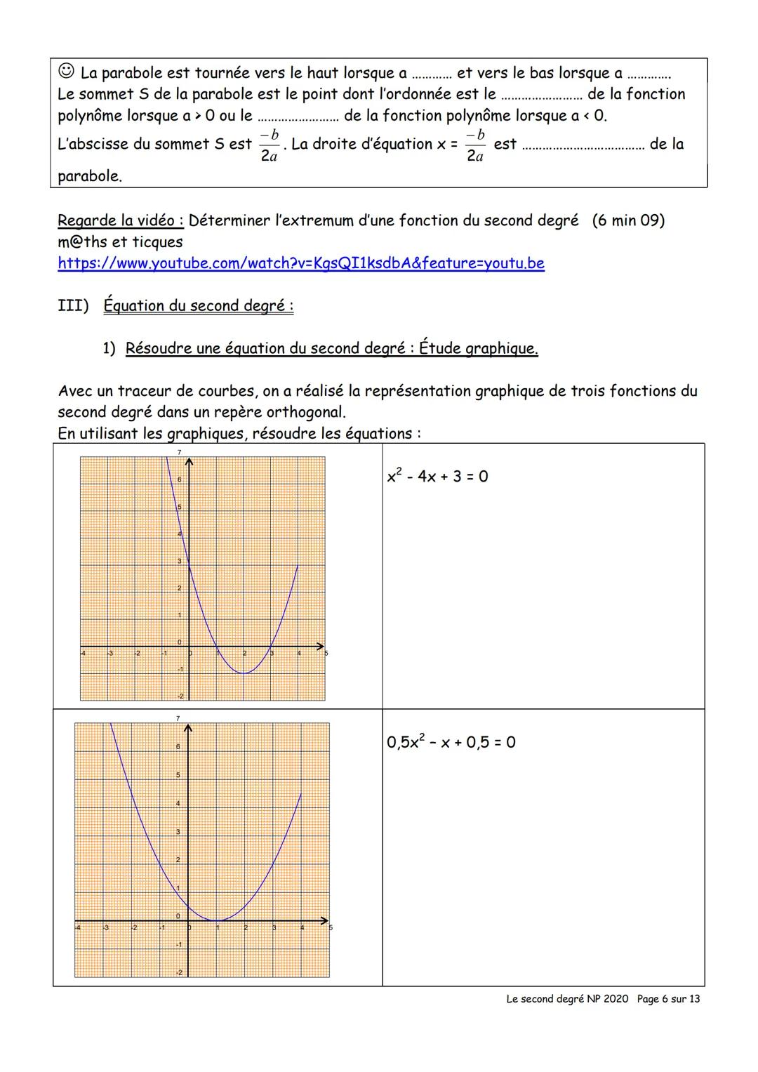 # CH V Le second degré
I) Les fonctions polynômes (Rappels):
1) Développer, factoriser:
Rappels: Pour tout réels a, b et c a(b + c) = ab