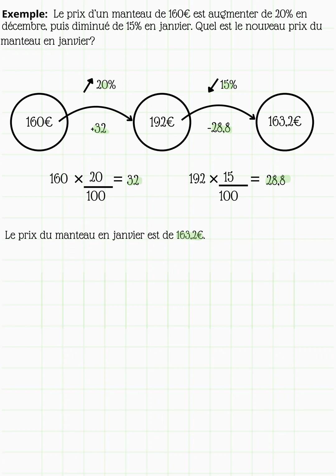 Maths
Pourcentages
a) Déterminer un pourcentage
Un pourcentage est une proportion de dénominateur égal à 100.
Exemple: Dans un collège de 55