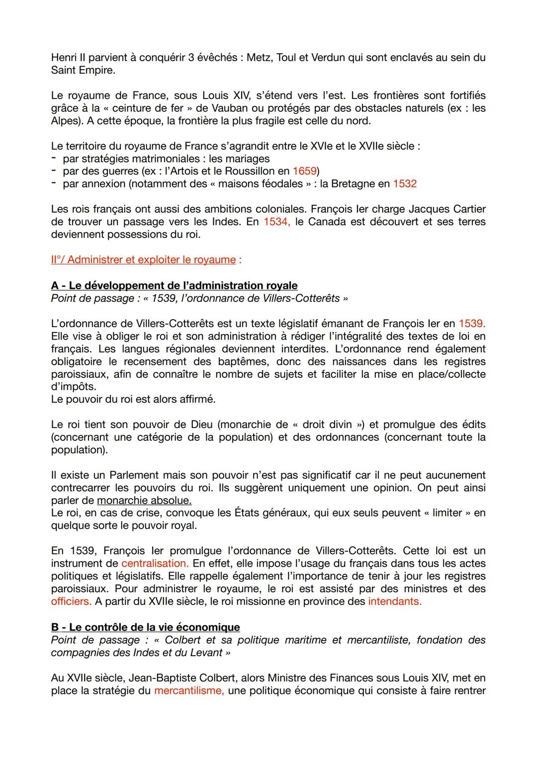 CHAPITRE 6 : AFFIRMATION DE L'ÉTAT DANS LE ROYAUME DE FRANCE
Introduction :
Entre les XVIe et XVIIe siècles, le royaume de France renforce s