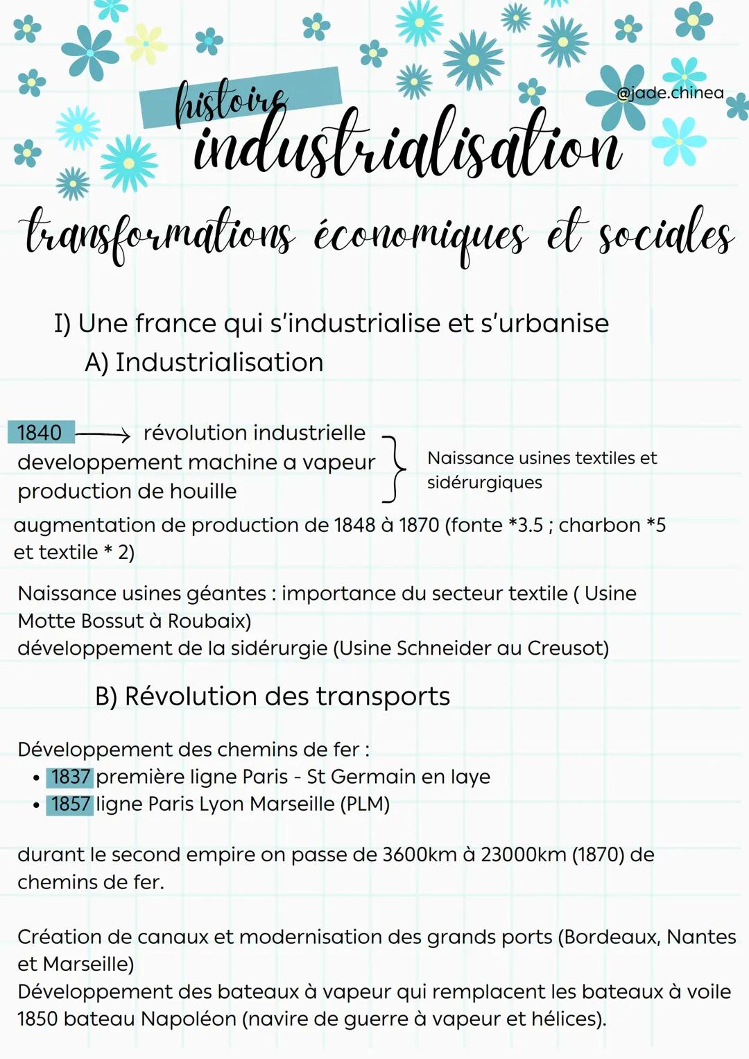 L’industrialisation et l’accélération des transformations économiques et sociales en France