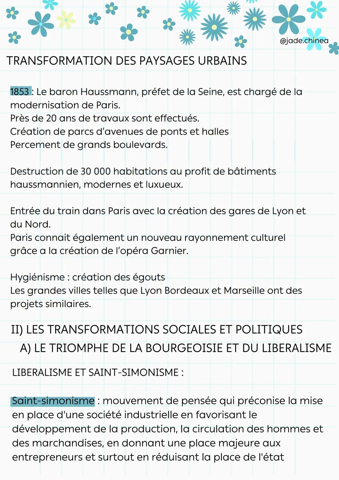 industrialisation
@jade.chinea
transformations économiques et sociales
I) Une france qui s'industrialise et s'urbanise
A) Industrialisation