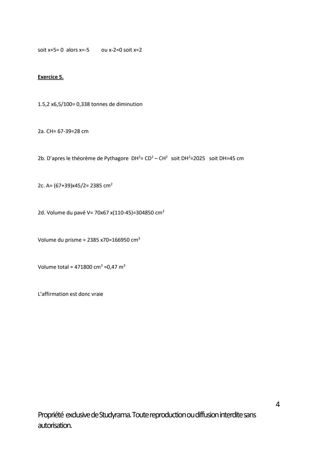 BREVET DES COLLEGES
Série générale
Épreuve : Mathématiques
Session 2021
Durée de l'épreuve : 2 heures
Coefficient: 2
PROPOSITION DE CORRIGÉ