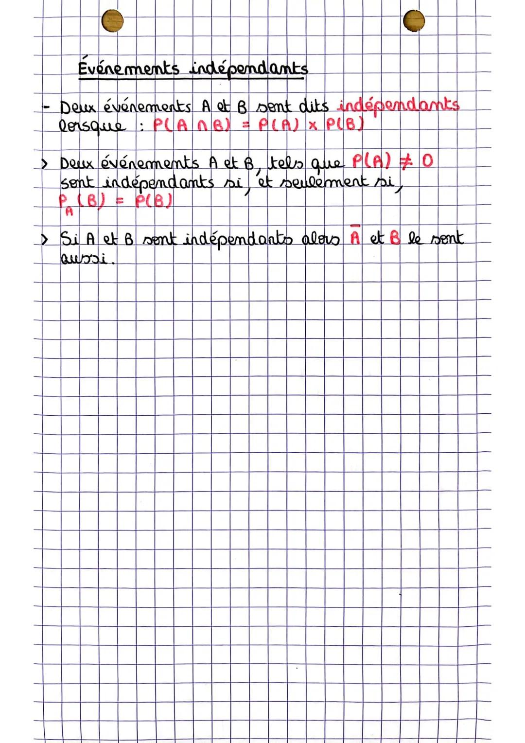 # maths
Probabilités conditionnelles
- La probabilité conditionnelle que l'événement
B se réalise sachant que l'événement A est
réalisé es