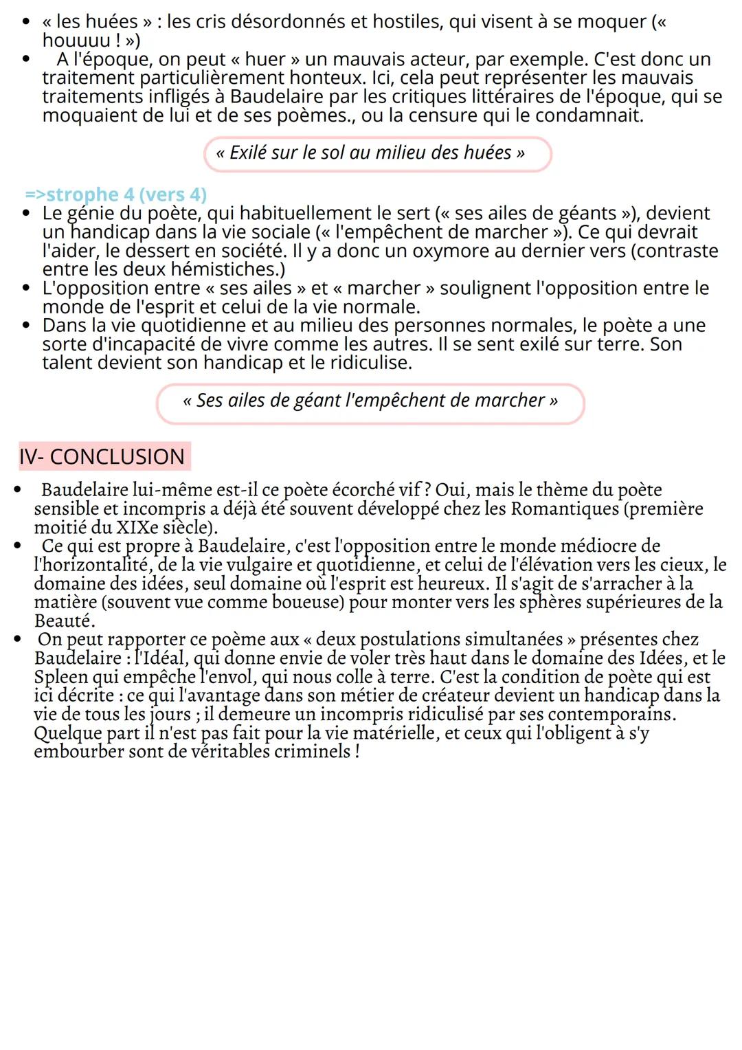 # L'ALBATROS
Texte 3
Alchimie poétique: la
boue et l'or
I-INTRO:
AUTEUR:
*   Charles Baudelaire: héritier bourgeois
*   Fréquente de nomb