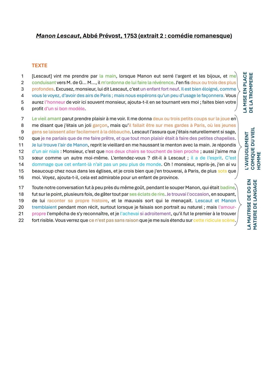 # Manon Lescaut, Abbé Prévost, 1753 (extrait 2: comédie romanesque)
- INTRODUCTION:
Présentation auteur/œuvre : L'Abbé Prévost est un aute