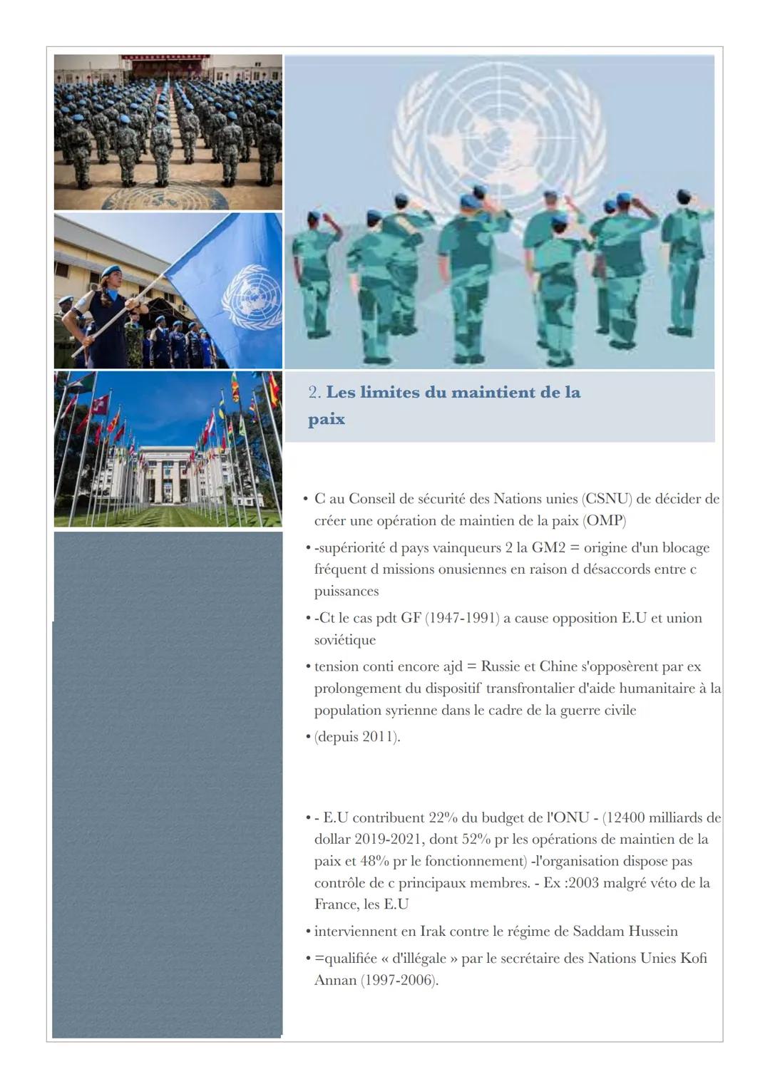Faire La Paix Par La Sécurité Collective :
Les Actions De L'onu Sous Les Mandats De
Kofi Annan (1997-2006
Secrétaire général
Ban Ki-moon
(de