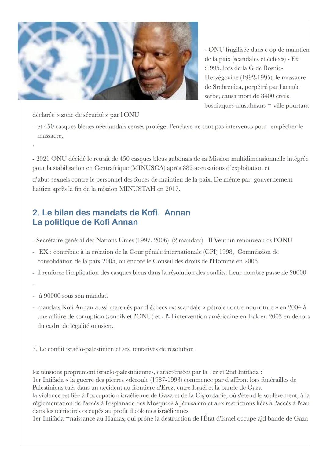 Faire La Paix Par La Sécurité Collective :
Les Actions De L'onu Sous Les Mandats De
Kofi Annan (1997-2006
Secrétaire général
Ban Ki-moon
(de