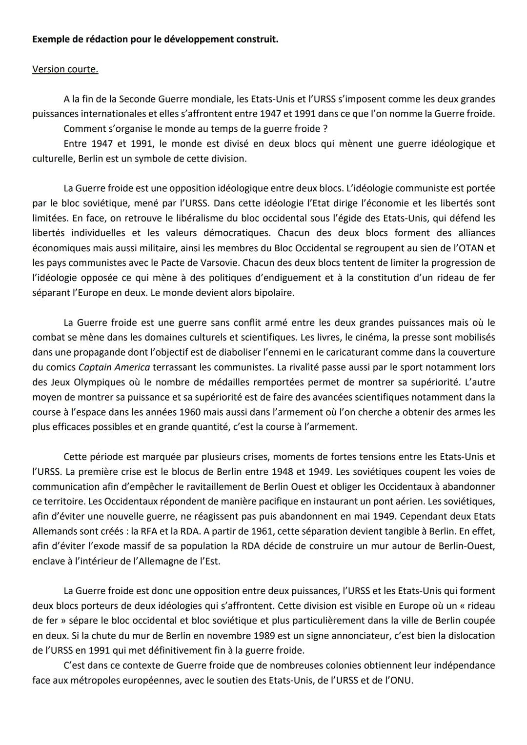 Correction devoir maison sur la Guerre Froide:
Exercice 1. Rappelez les dates de :
La Guerre froide
1947-1991
Blocus de Berlin
1948-1949
Mur
