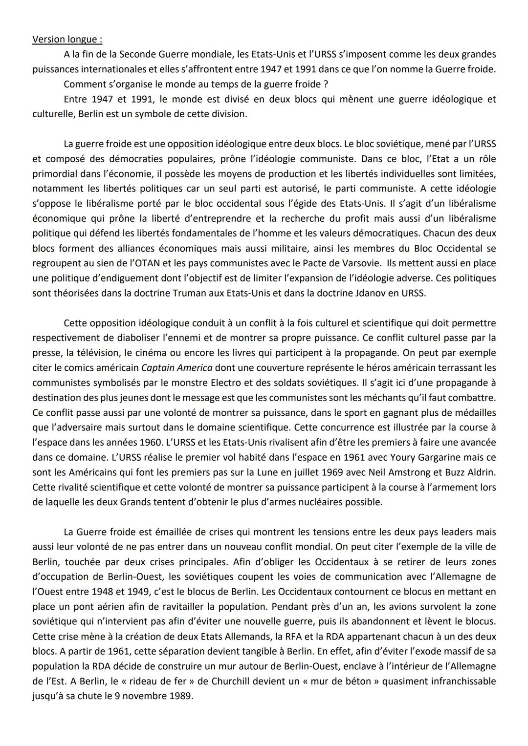 Correction devoir maison sur la Guerre Froide:
Exercice 1. Rappelez les dates de :
La Guerre froide
1947-1991
Blocus de Berlin
1948-1949
Mur