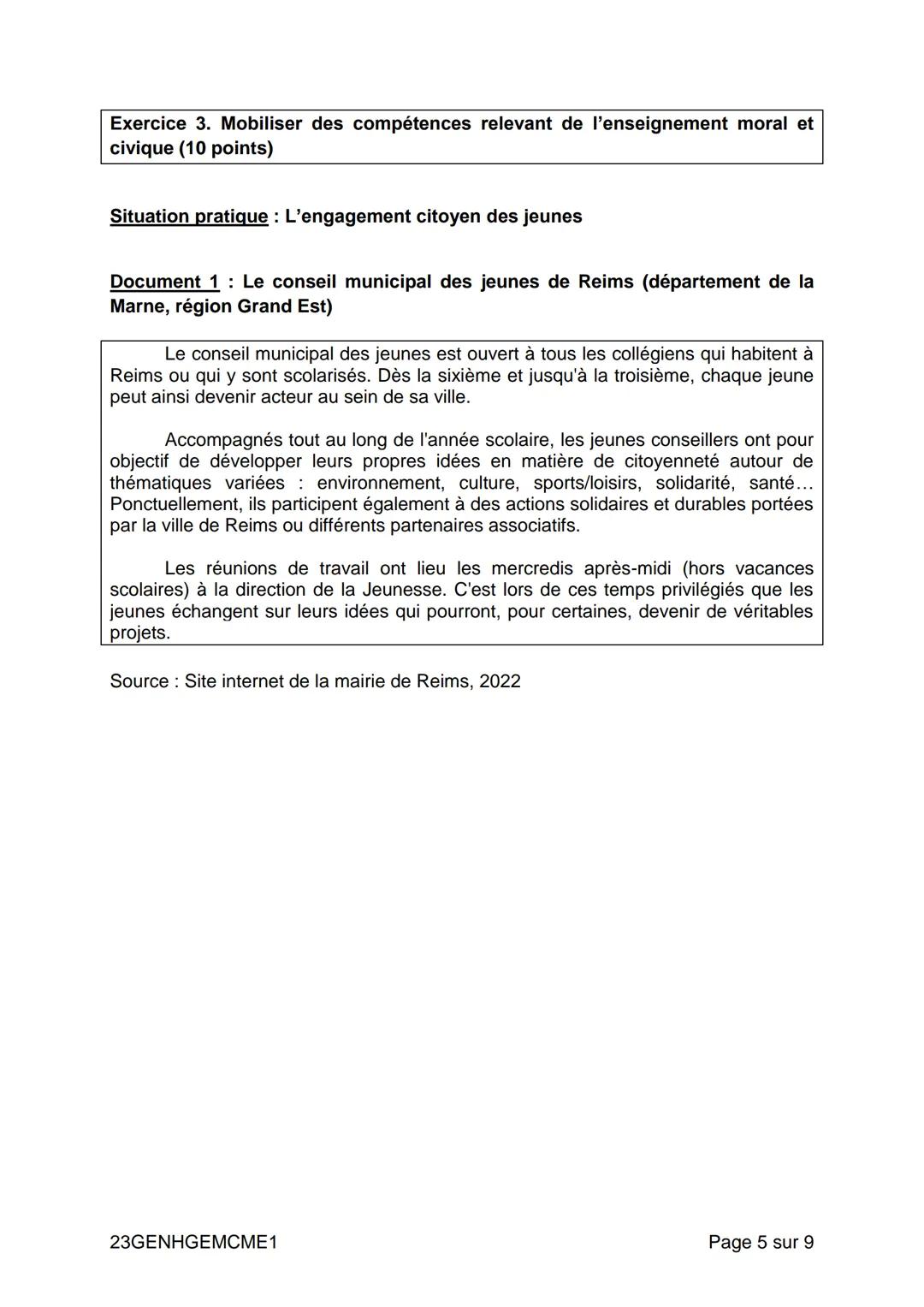 # DIPLÔME NATIONAL DU BREVET
SESSION 2023
# HISTOIRE-GÉOGRAPHIE
ENSEIGNEMENT MORAL ET CIVIQUE
Série générale
Durée de l'épreuve : 2 heure