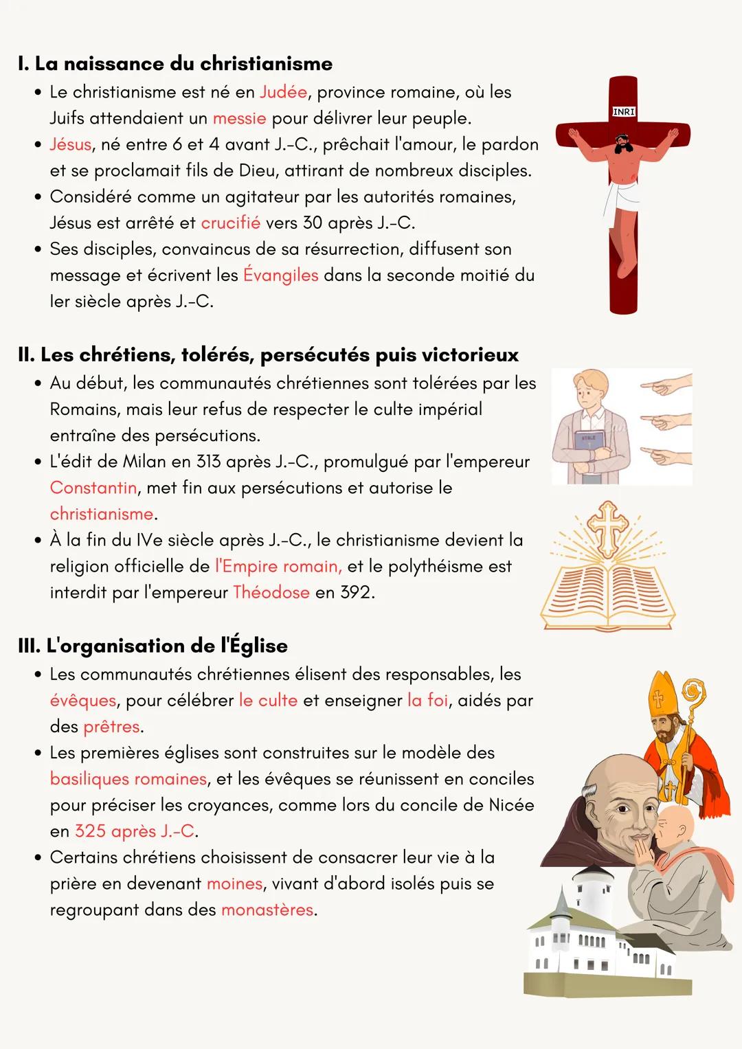 Les premiers
chrétiens dans
l'Empire Romain
an I. La naissance du christianisme
Le christianisme est né en Judée, province romaine, où les
J