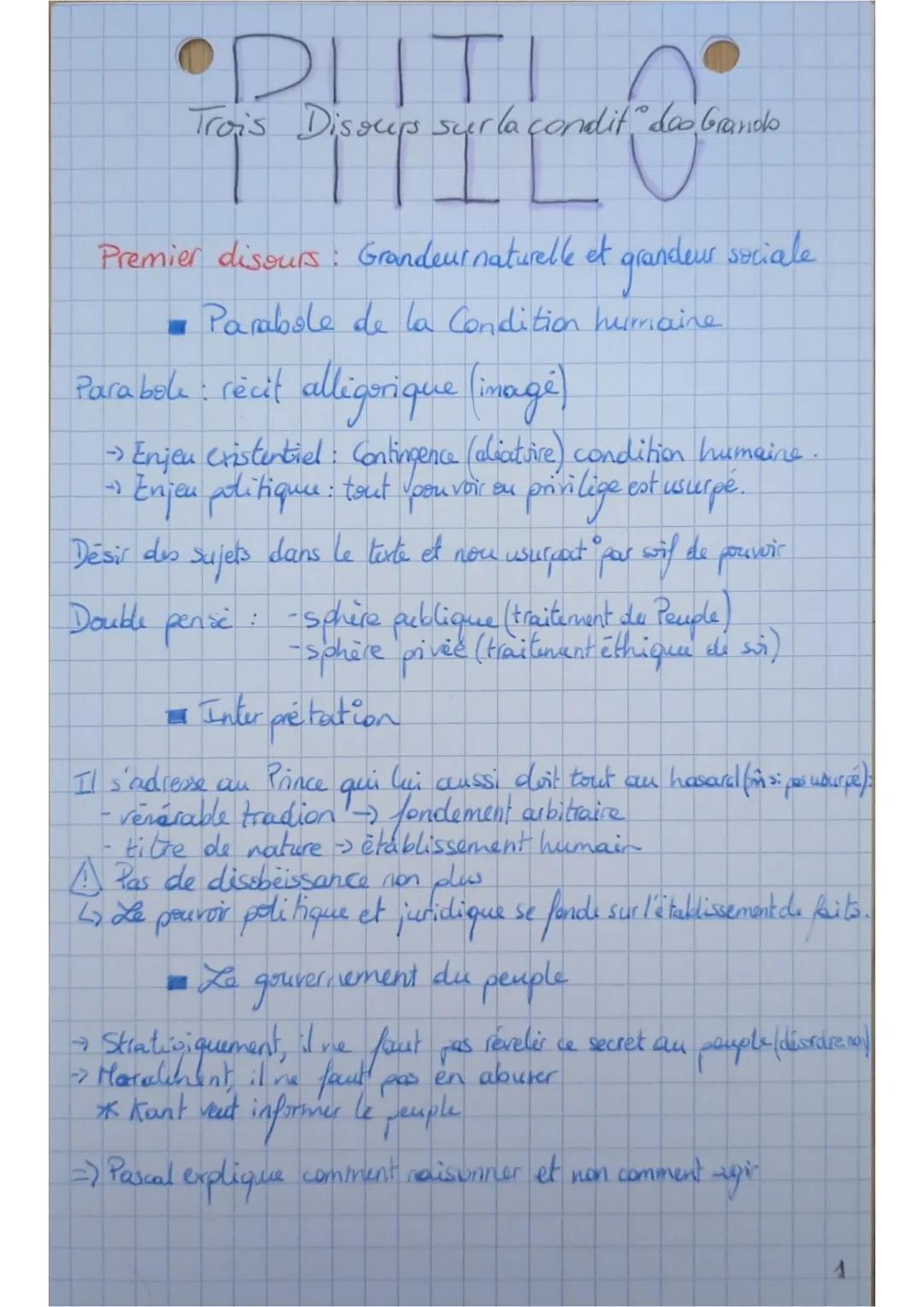 Trois discours sur la condition des grands - Fiche Résumé