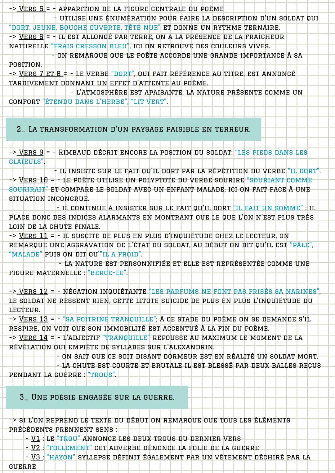 TEXTE 1. le Dormeur du val
PRÉSENTATION DU TEXTE:
-> LE DORMEUR DU VAL = "CAHIERS DE
DOUAI", ARTHUR RIMBAUD, 1870
-> INSPIRÉ DES HORREURS DE