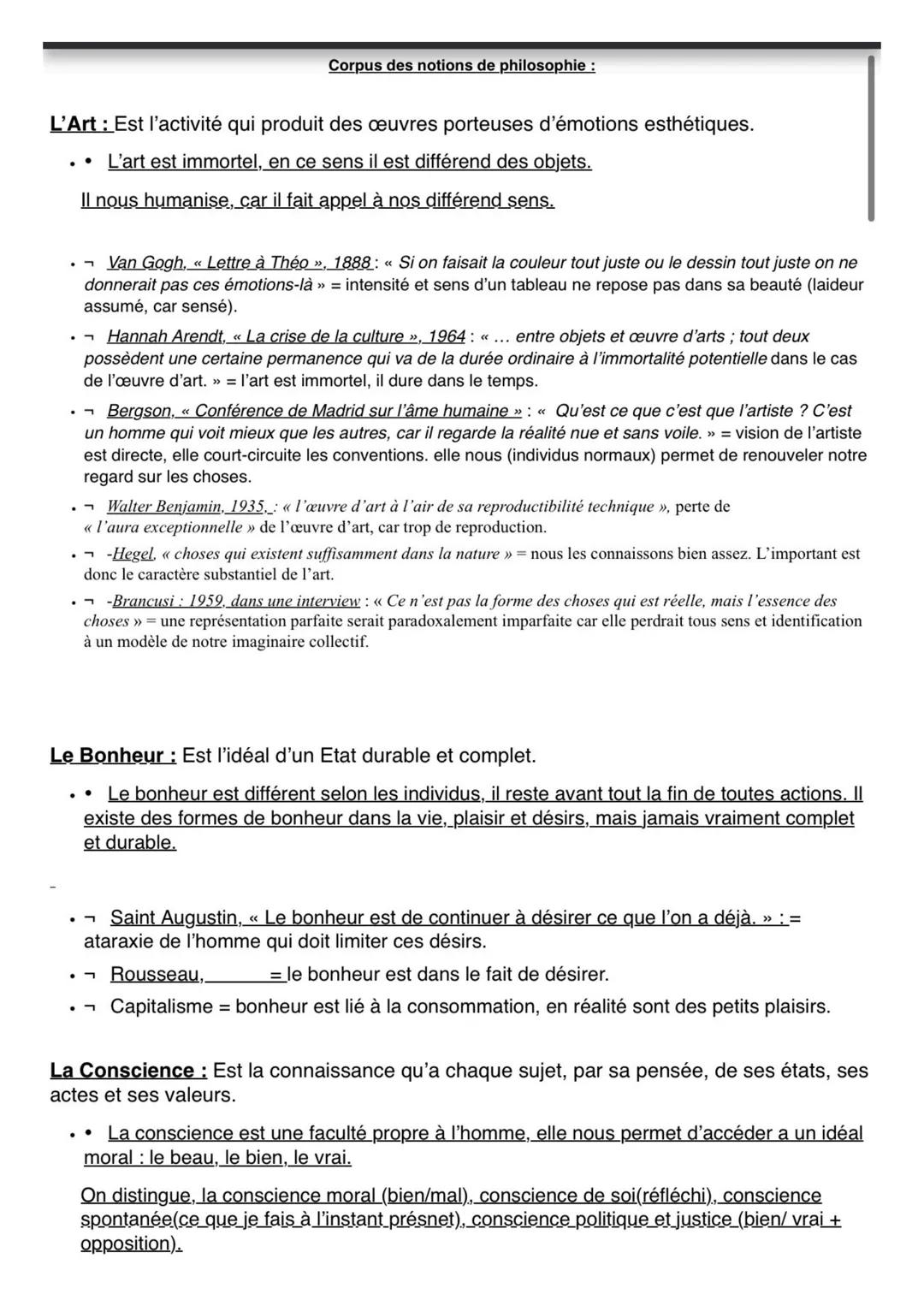 Notions de philosophie Baccalauréat Terminale.